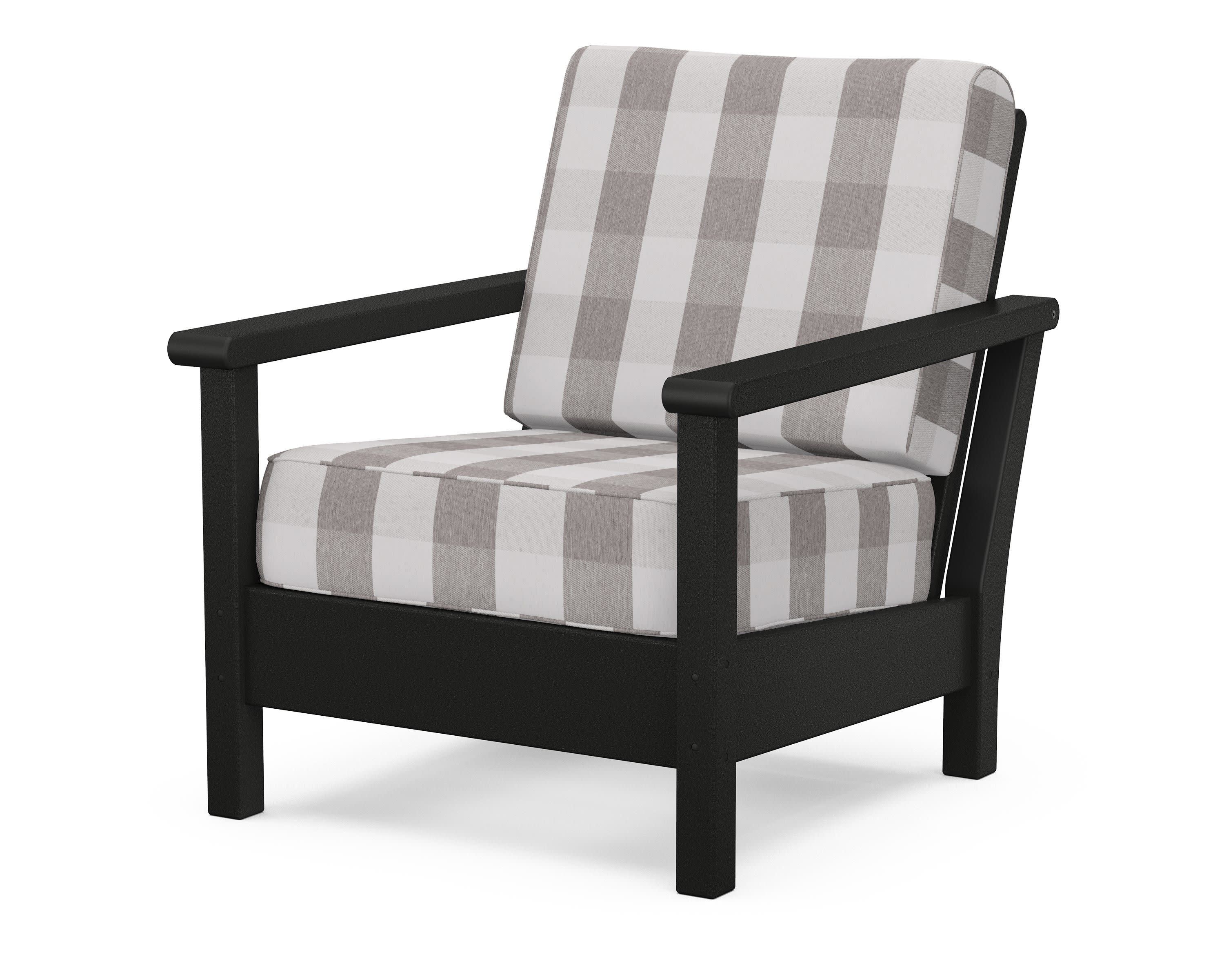 Harbour Deep Seating Chair in Black / Buffalo Plaid Grey Mist
