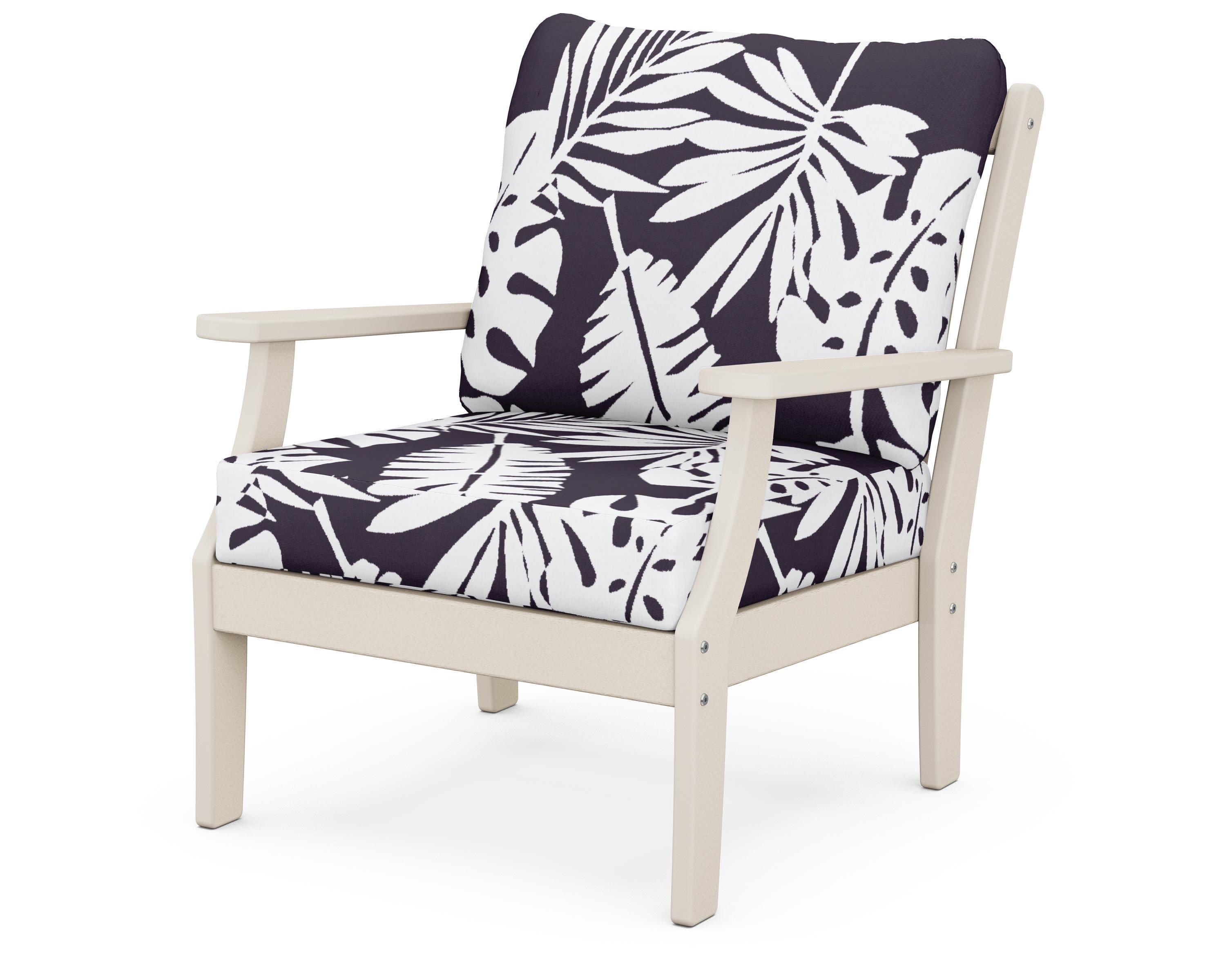 Braxton Deep Seating Chair in Sand / Leaf Navy
