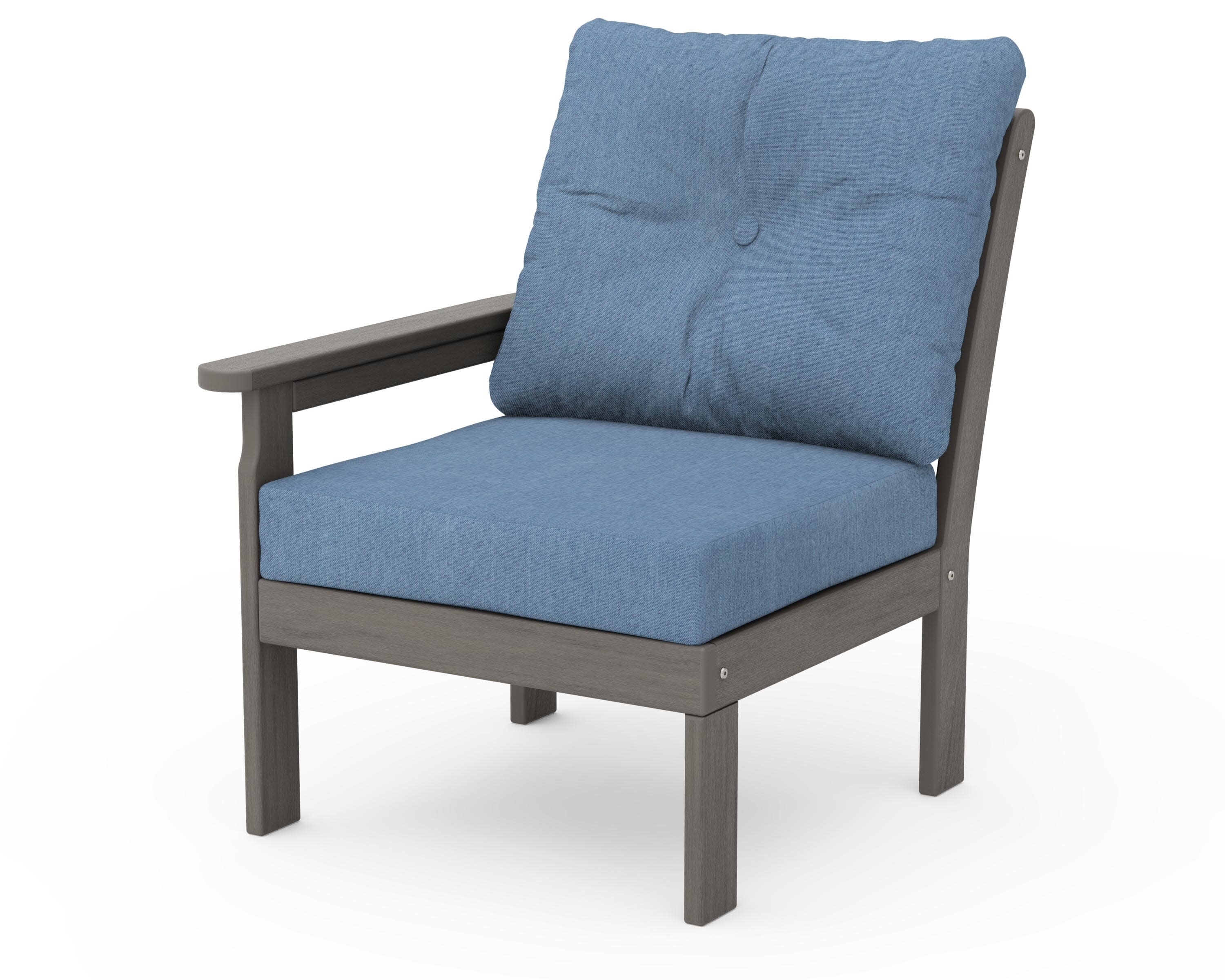 Vineyard Modular Left Arm Chair in Driftwood / Sky Blue