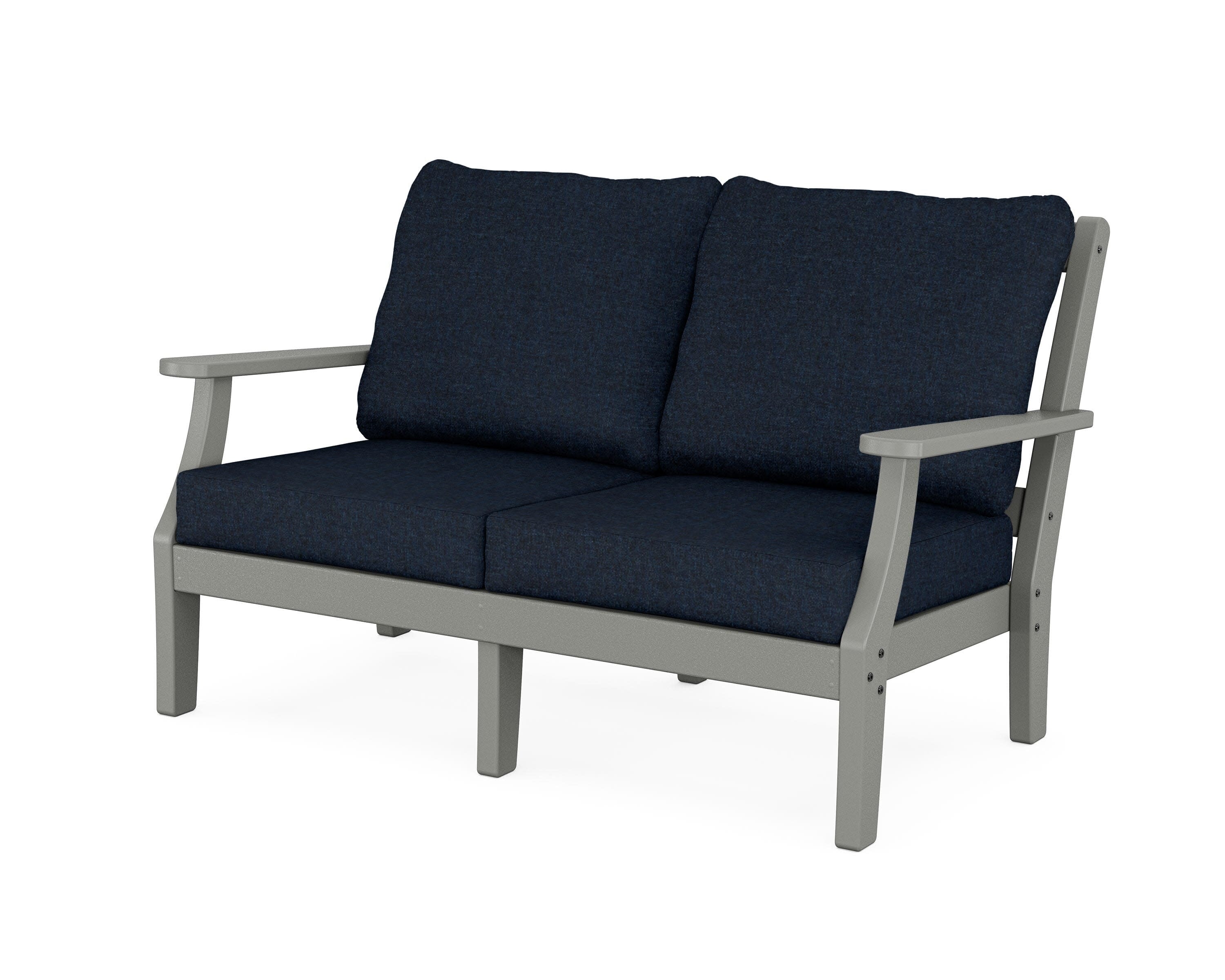 Chinoiserie Deep Seating Loveseat in Slate Grey / Marine Indigo