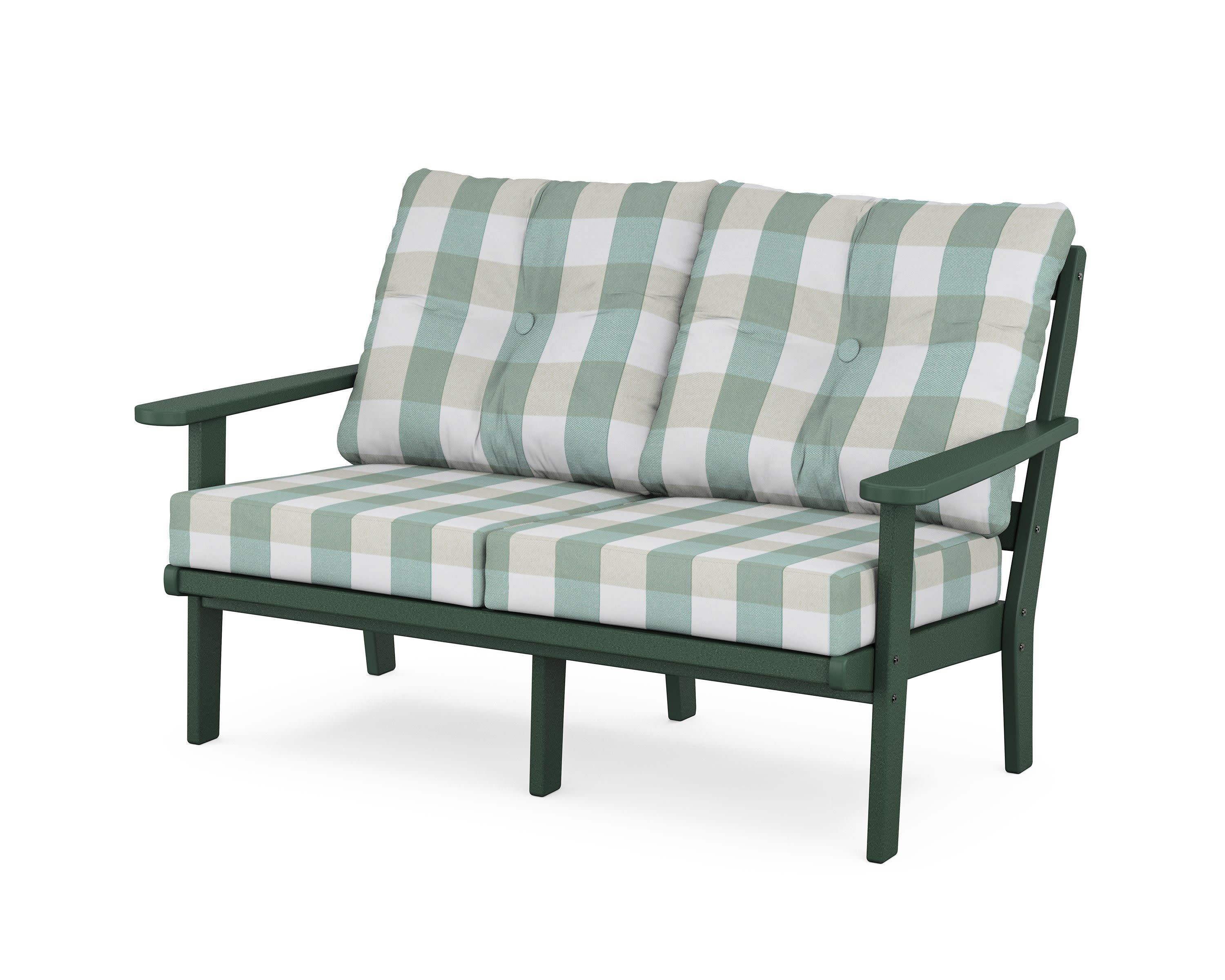 Mission Deep SeatingLoveseat in Green / Buffalo Plaid Glacier Spa