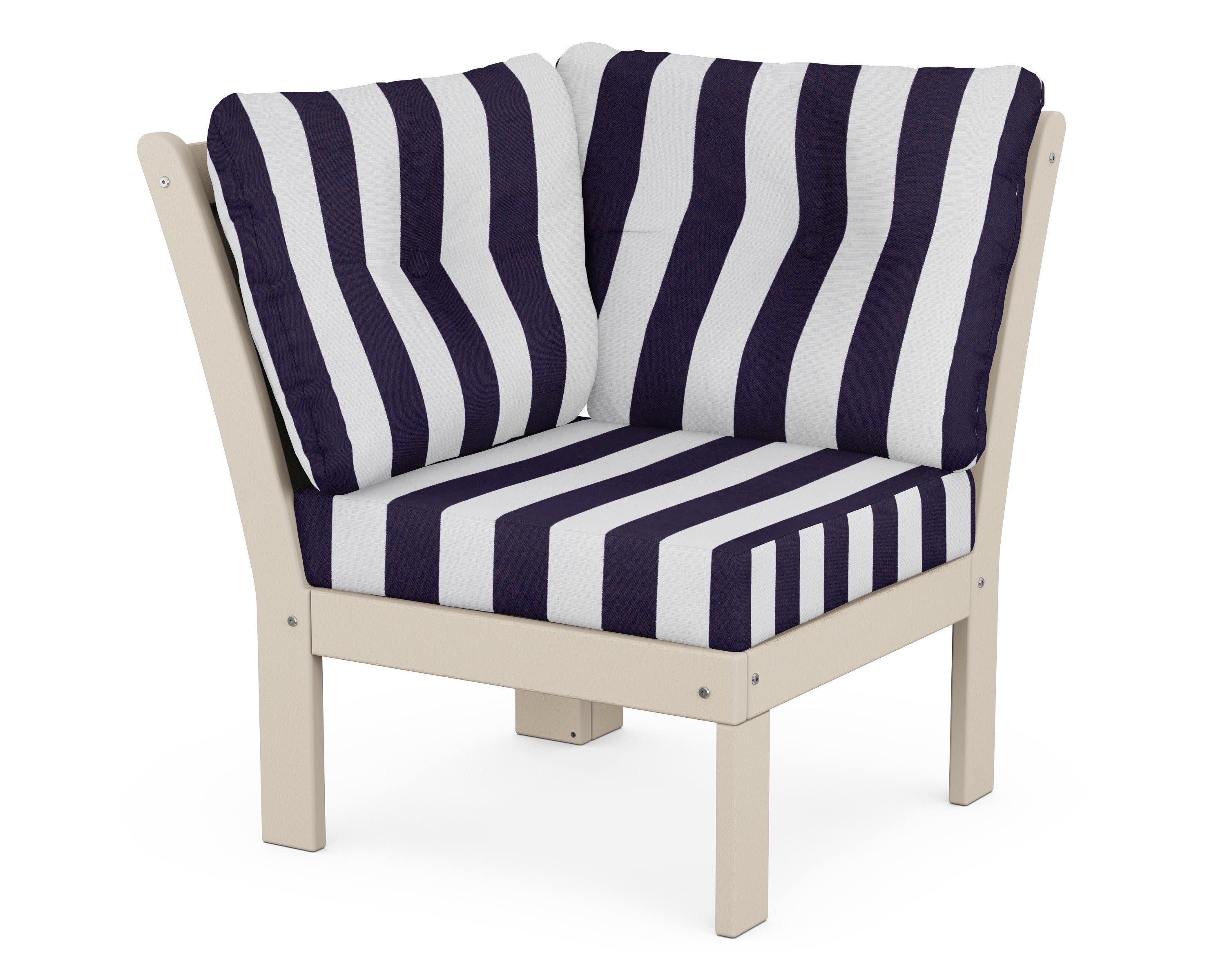 Vineyard Modular Corner Chair in Sand / Cabana Stripe Navy