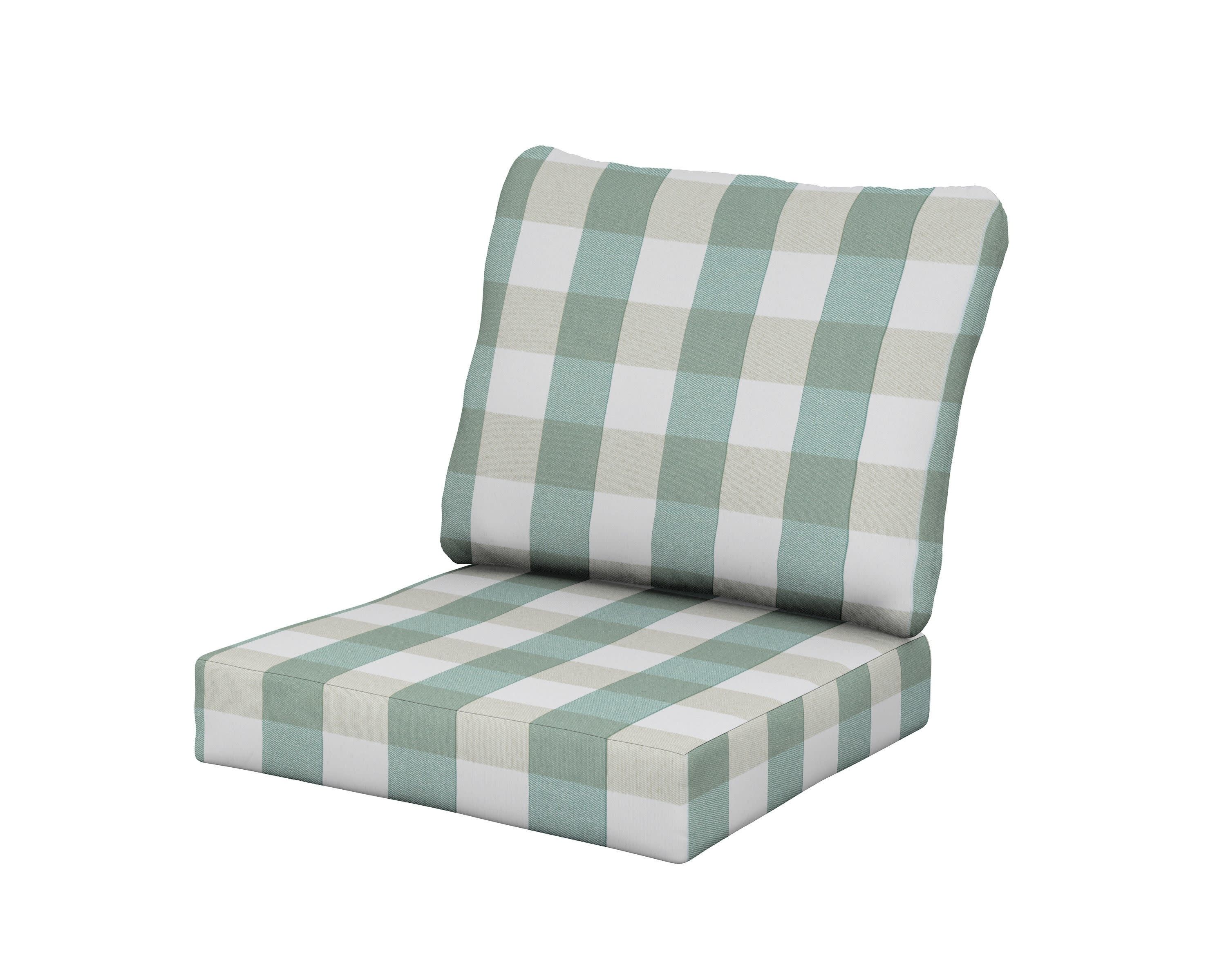 Classics Seat/Back Cushion Set in Buffalo Plaid Glacier Spa