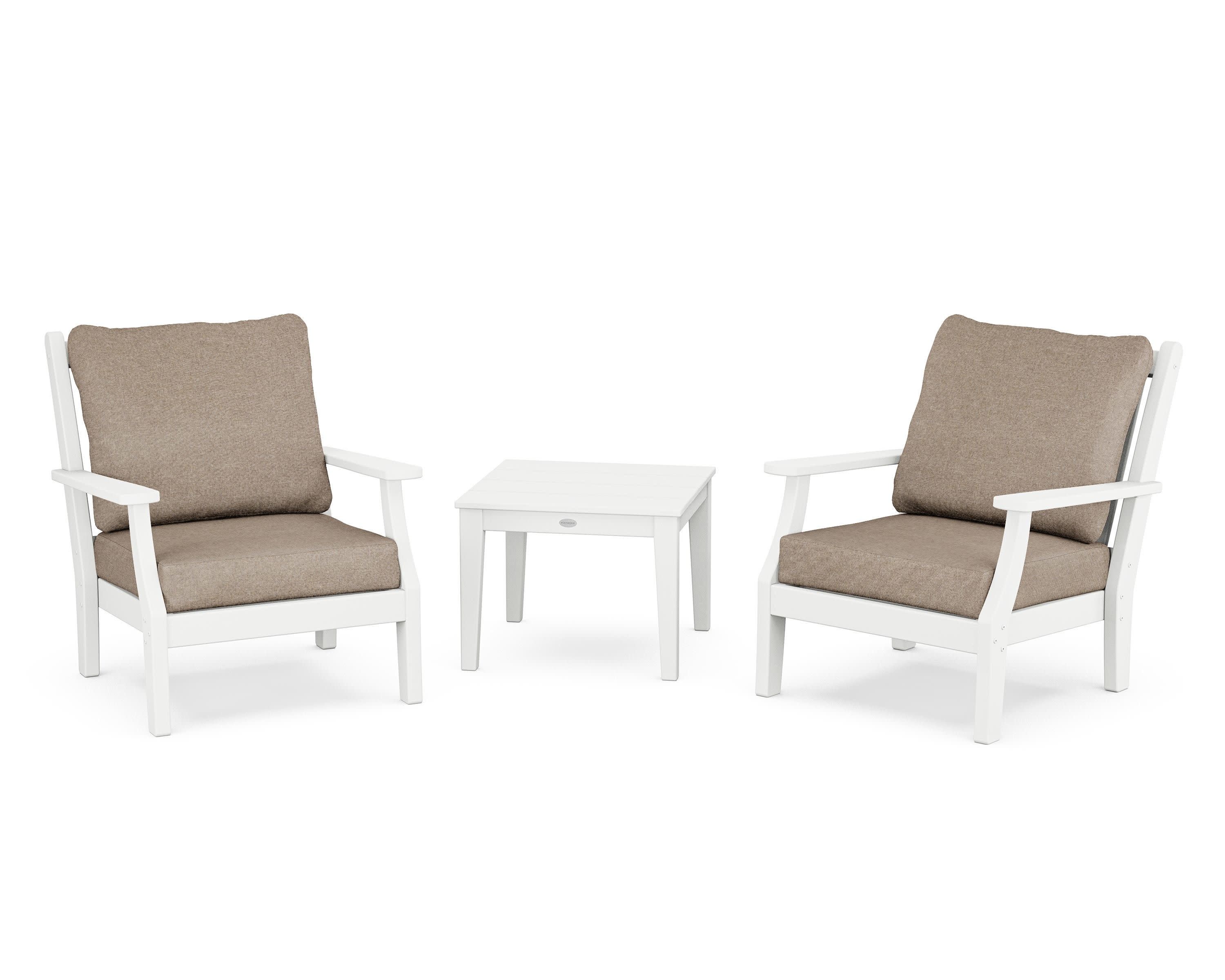 Wovendale 3-Piece Deep Seating Set in White / Spiced Burlap