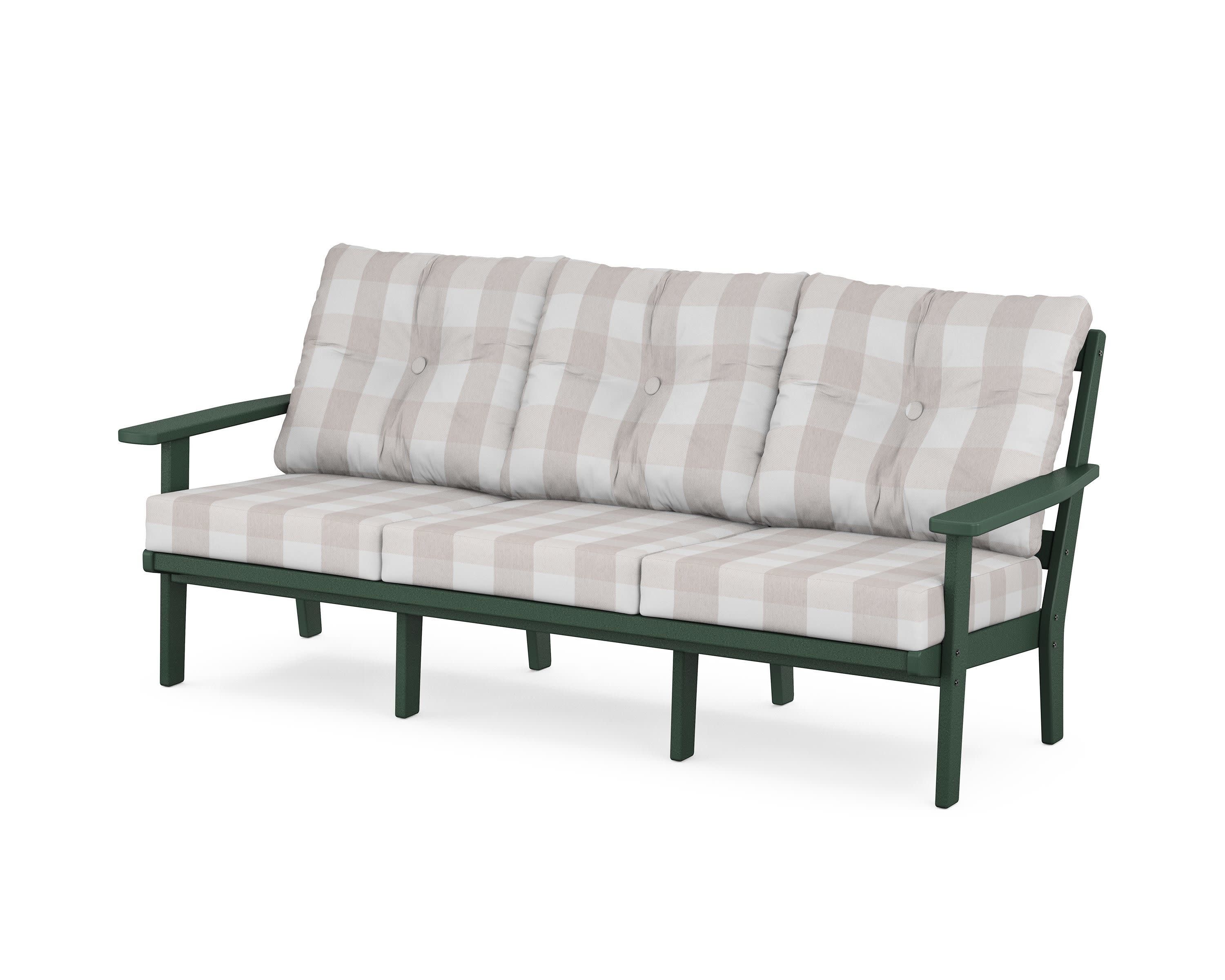 PrairieDeep Seating Sofa in Green / Buffalo Plaid Dune Burlap