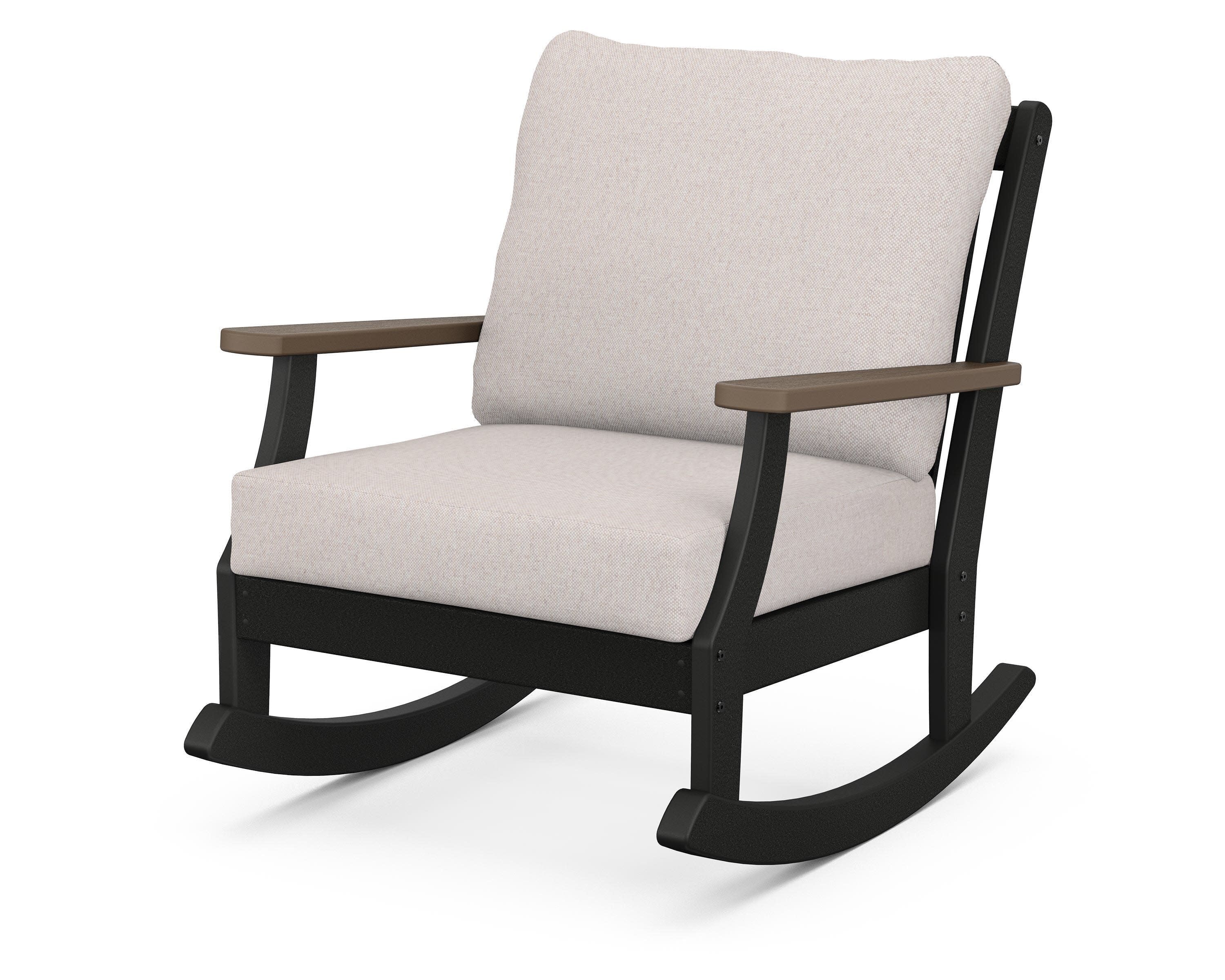 Braxton Deep Seating Rocking Chair in Black / Kona / Dune Burlap