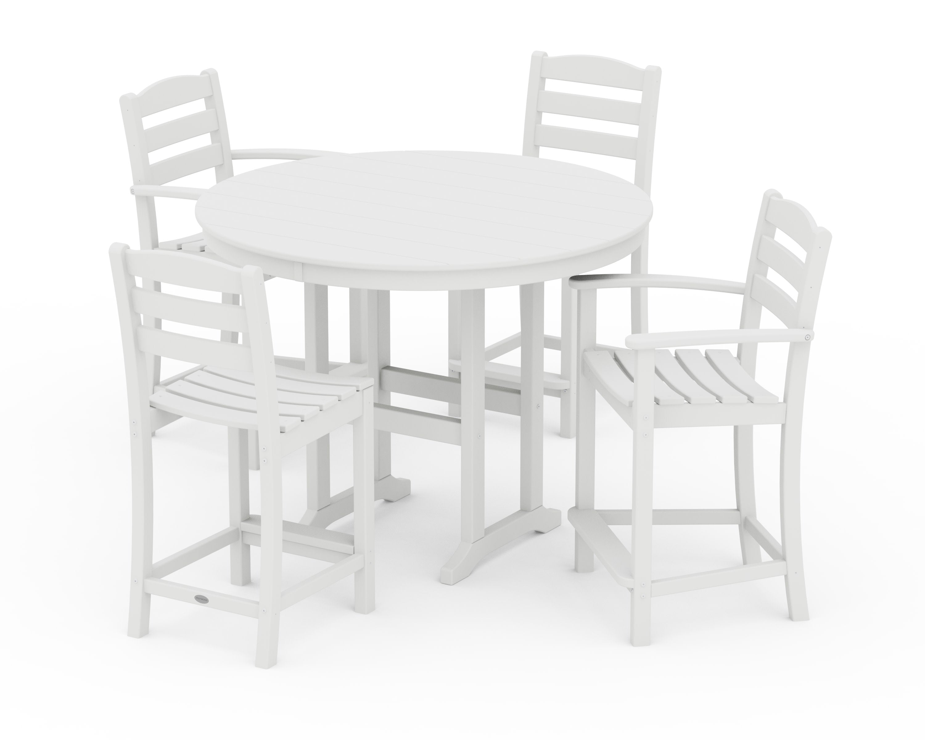 La Casa Caf 5-Piece Round Farmhouse Counter Dining Set in White