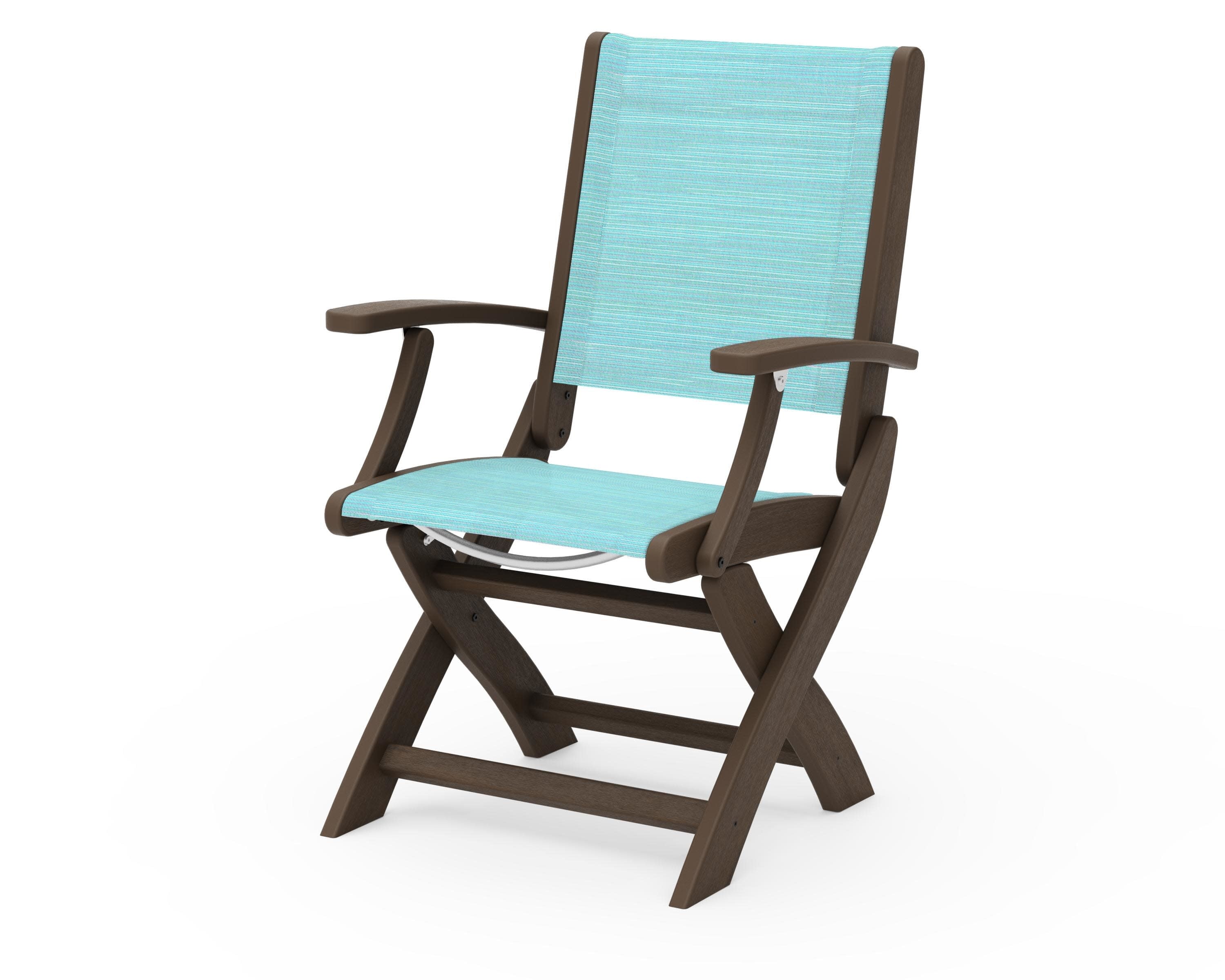 Coastal Folding Chair in Kona / Dupioni Aquamarine Sling