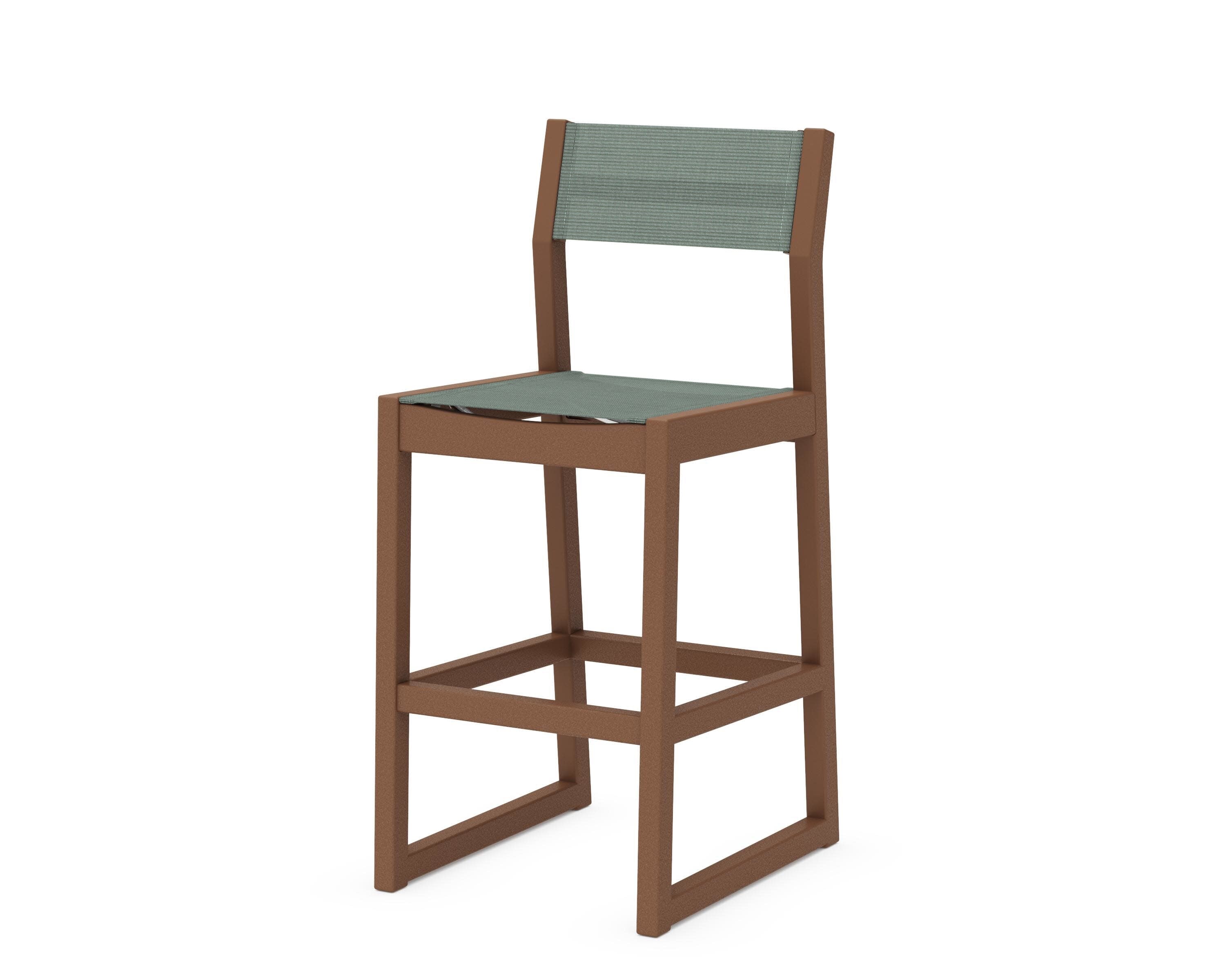 EDGE Sling Bar Side Chair in Teak / Dupioni Sea Mist Sling
