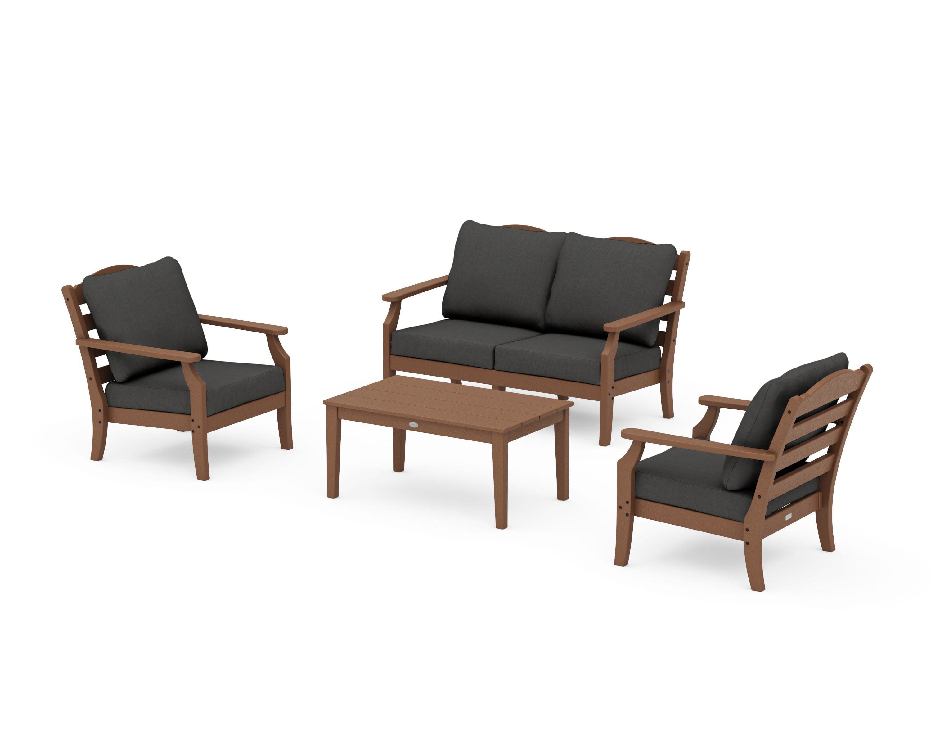 Savannah 4-Piece Deep Seating Set with Loveseat in Teak / Spectrum Carbon