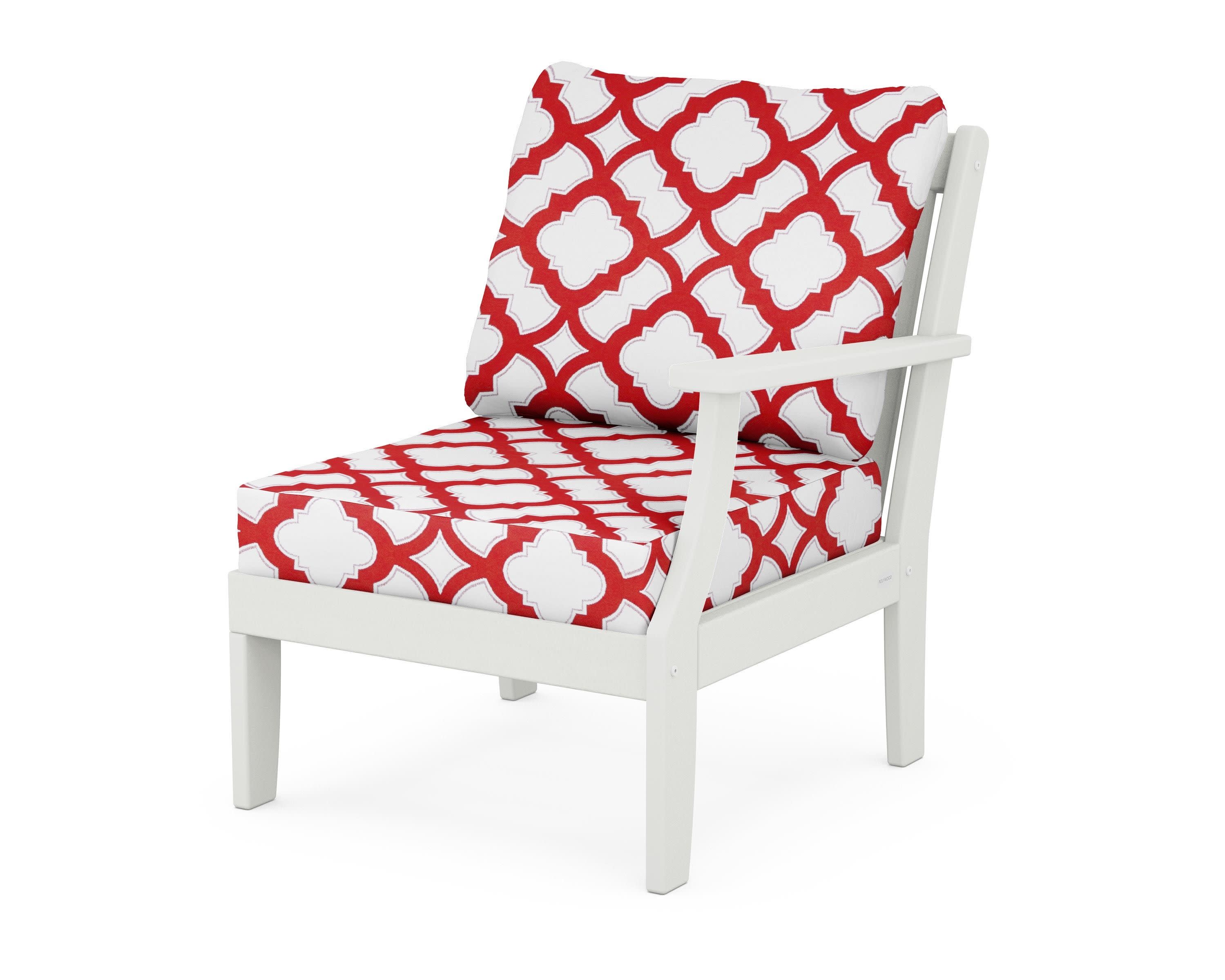 Braxton Modular Right Arm Chair in Vintage White / Trellis Crimson