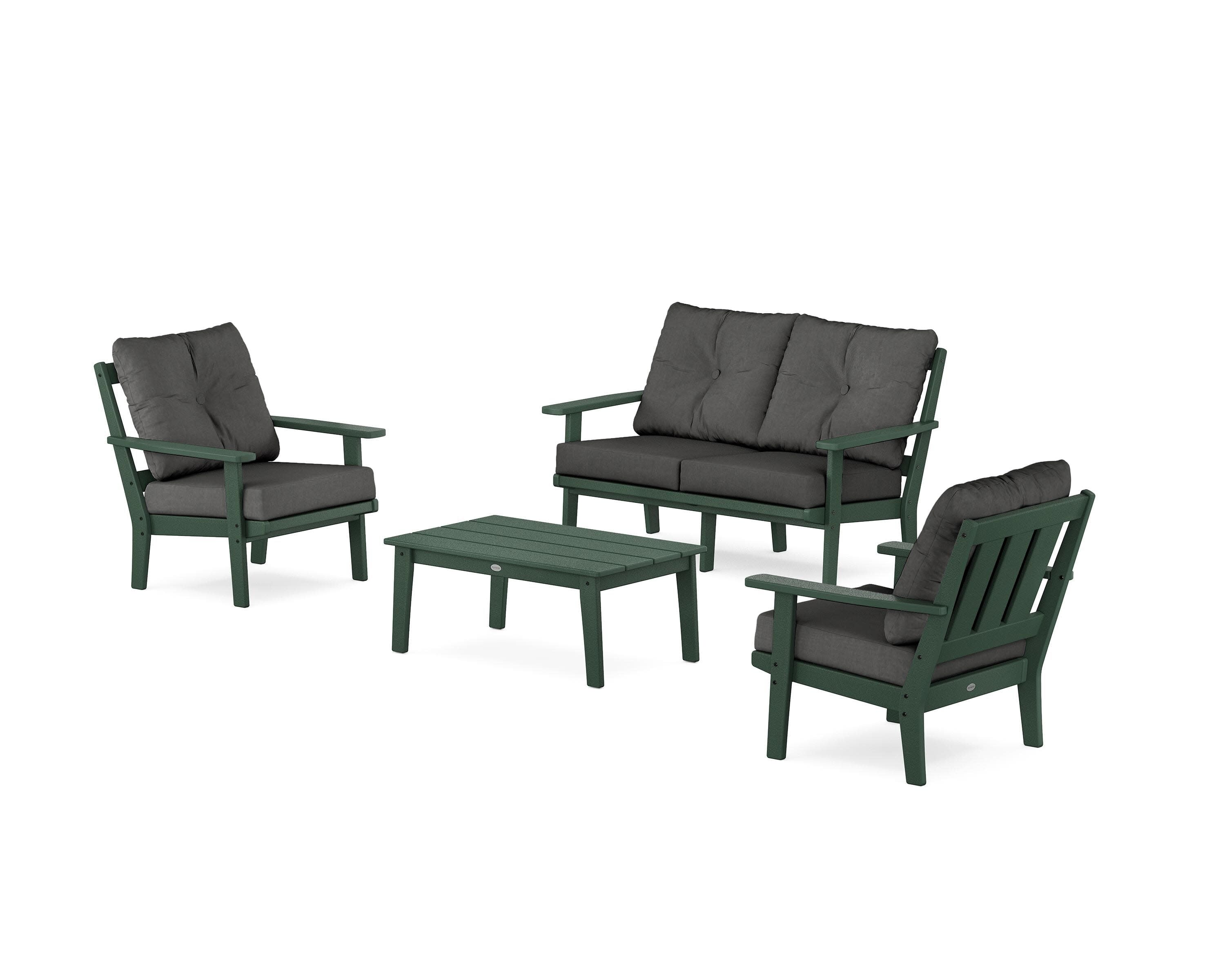 Oxford 4-Piece Deep Seating Set with Loveseat in Green / Spectrum Carbon