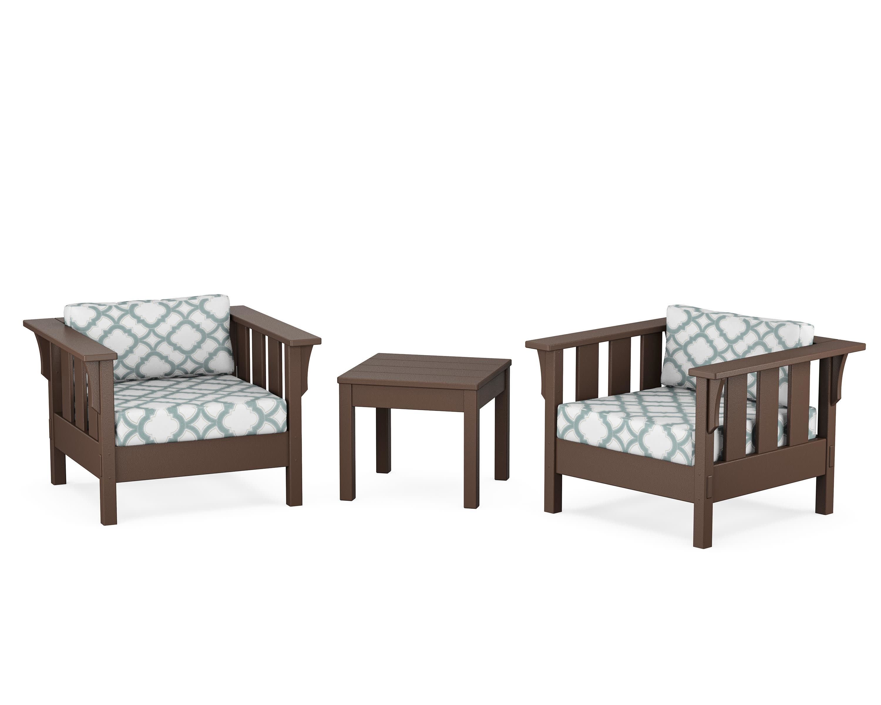 Acadia 3-Piece Deep Seating Set in Mahogany / Trellis Glacier Spa