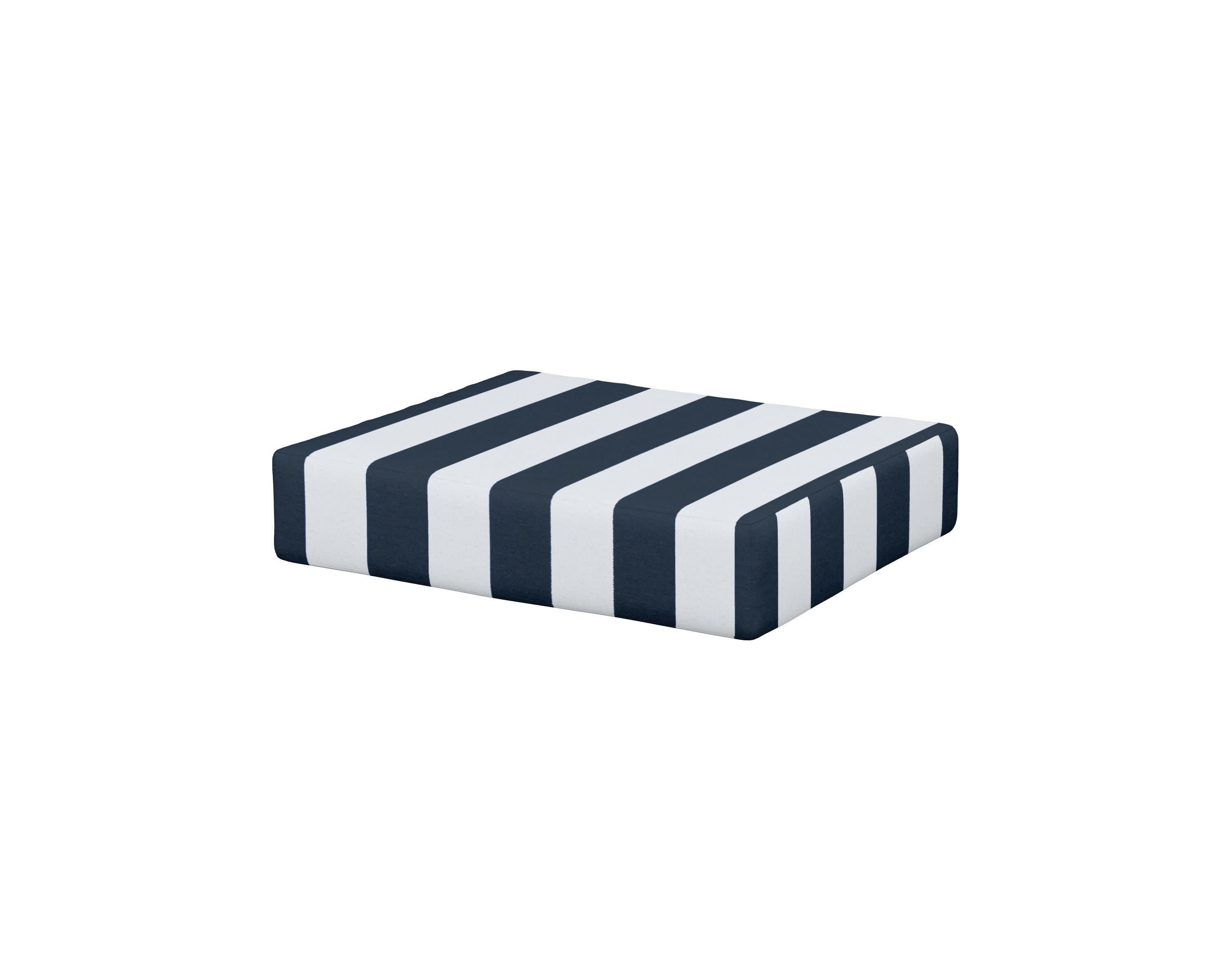 Acadia Ottoman Cushion in Cabana Stripe Marine Indigo