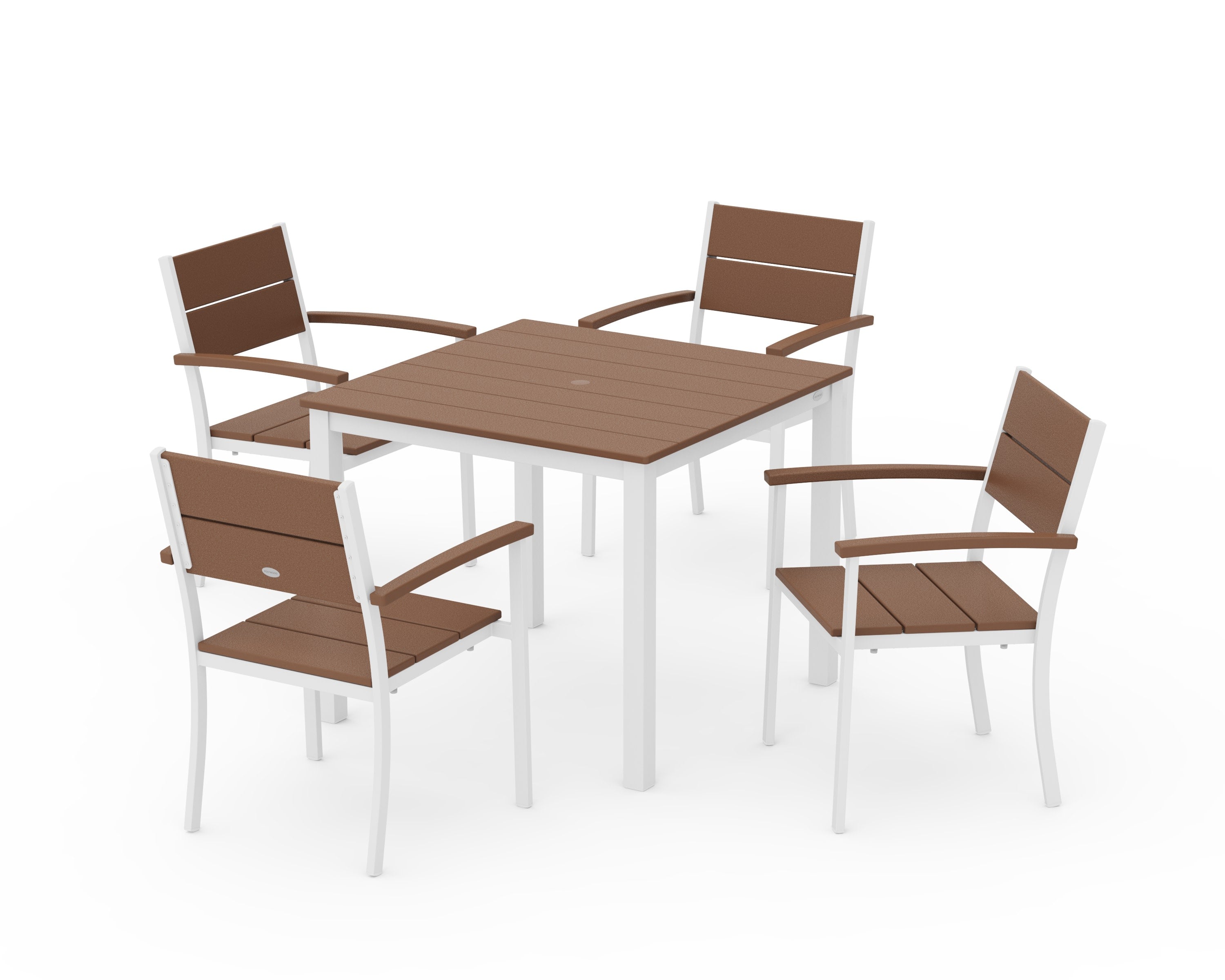 Main Street 5-Piece Dining Set in White / Teak