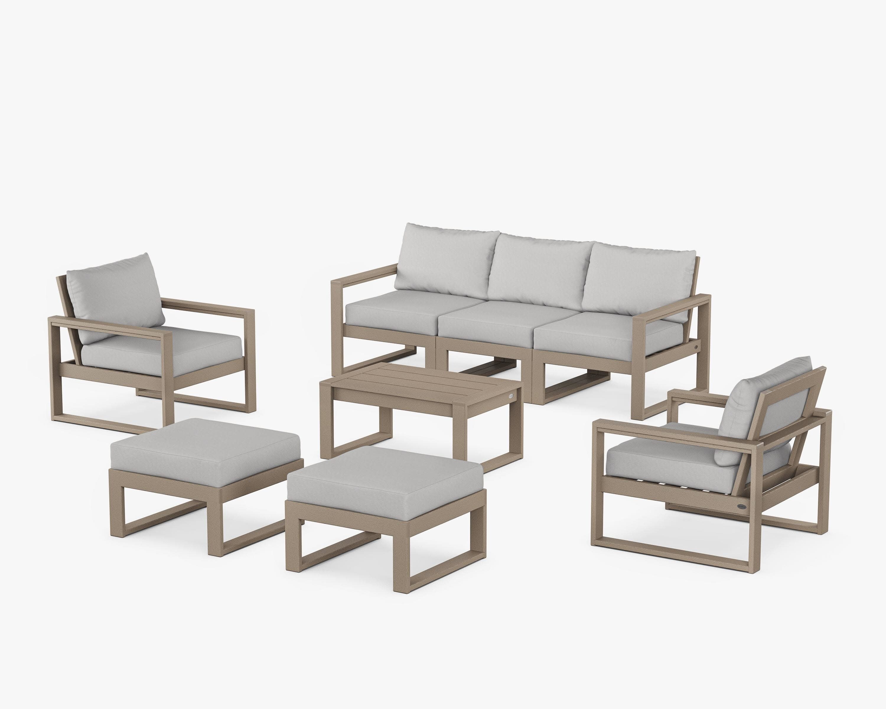 EDGE Sectional 8-Piece Lounge Sofa Set in Vintage Sahara / Diamond in the Rough