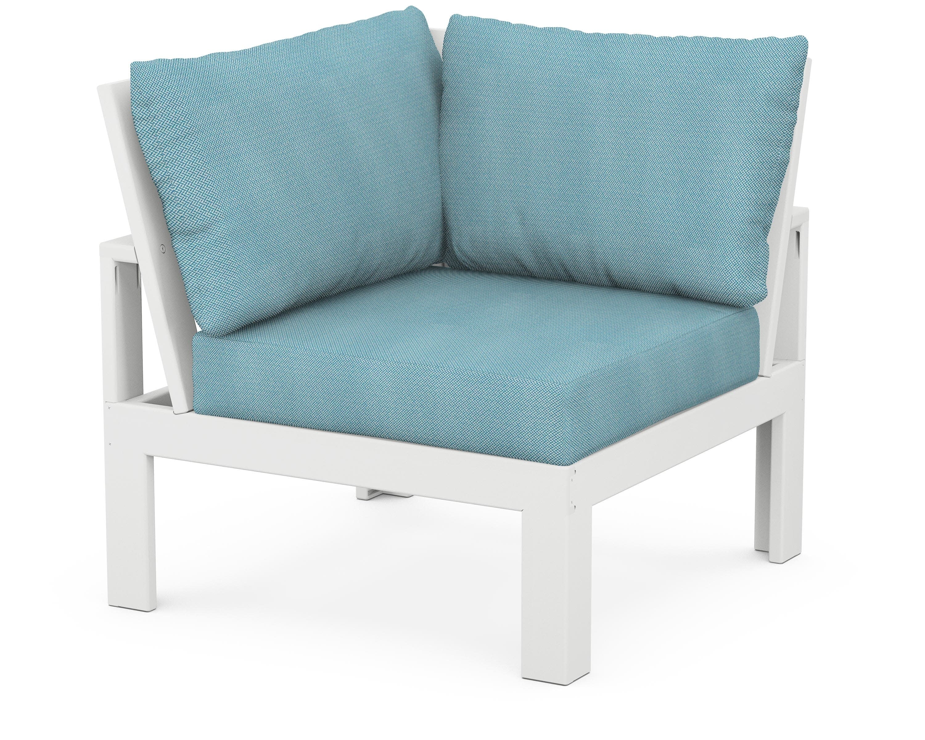 Modular Corner Chair in White / Lattice Sky Blue