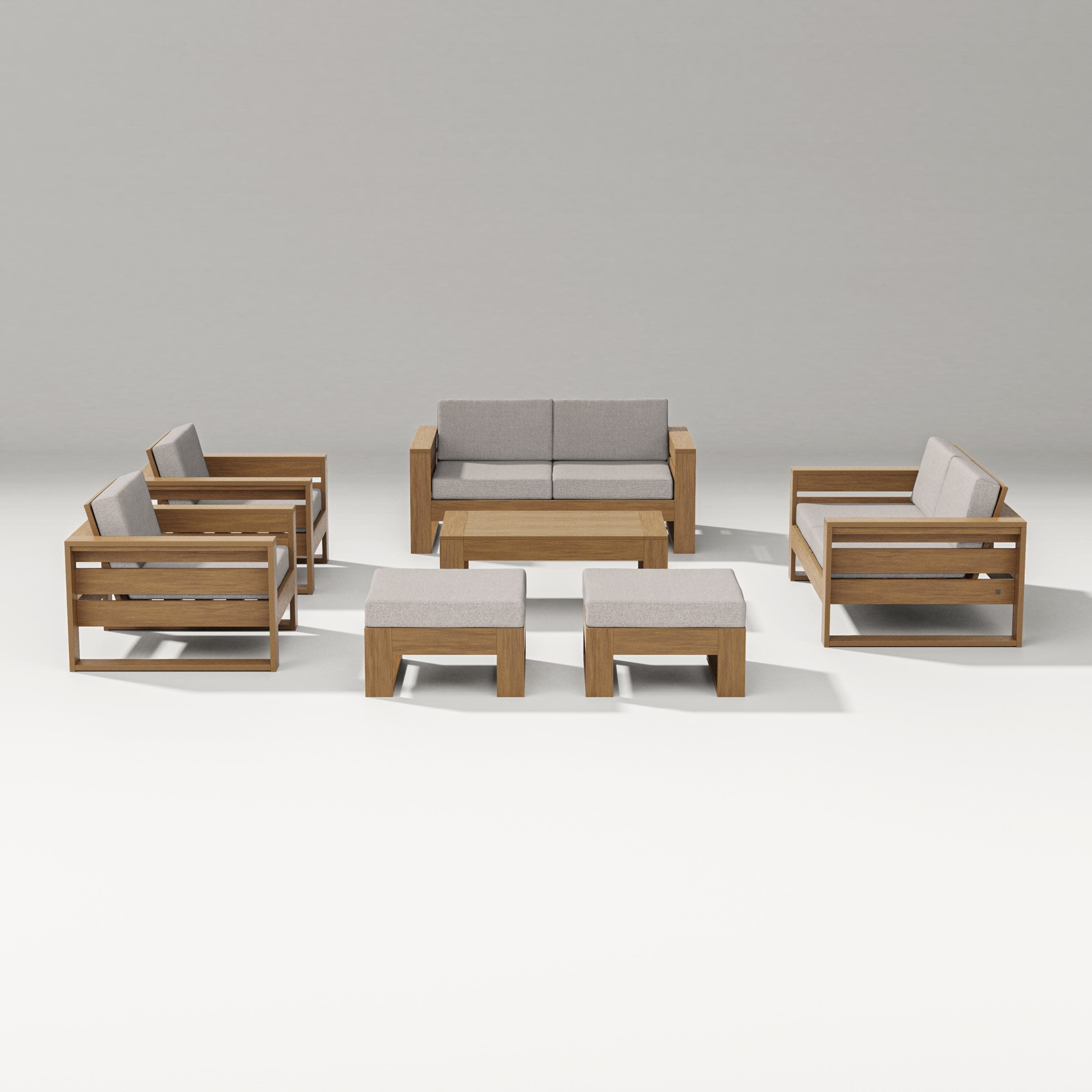Latitude 7-Piece Lounge Loveseat Set in Natural / Weathered Tweed