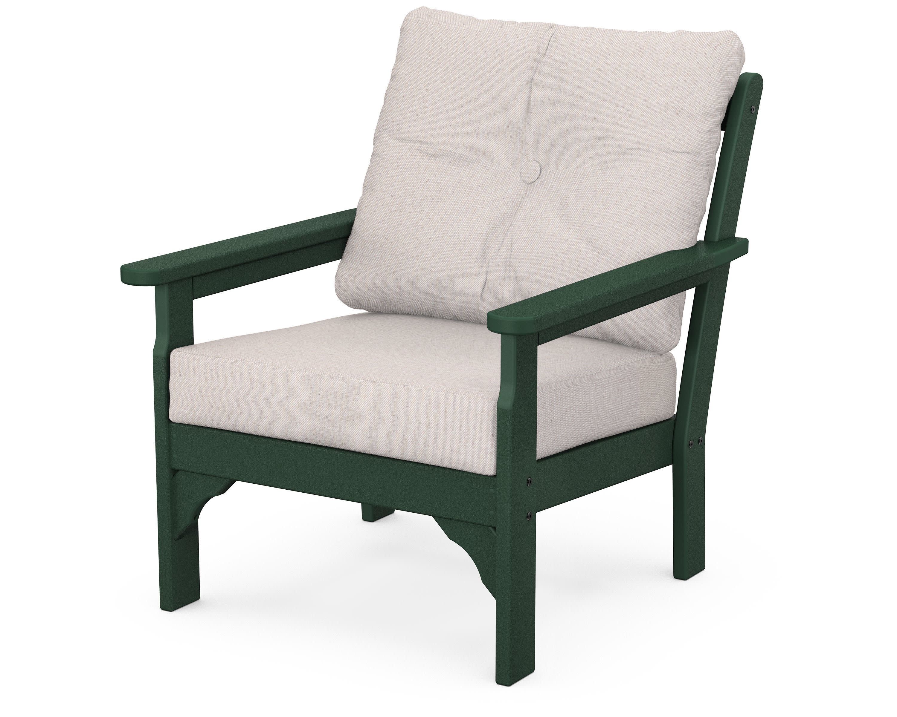 Vineyard Deep Seating Chair in Green / Dune Burlap
