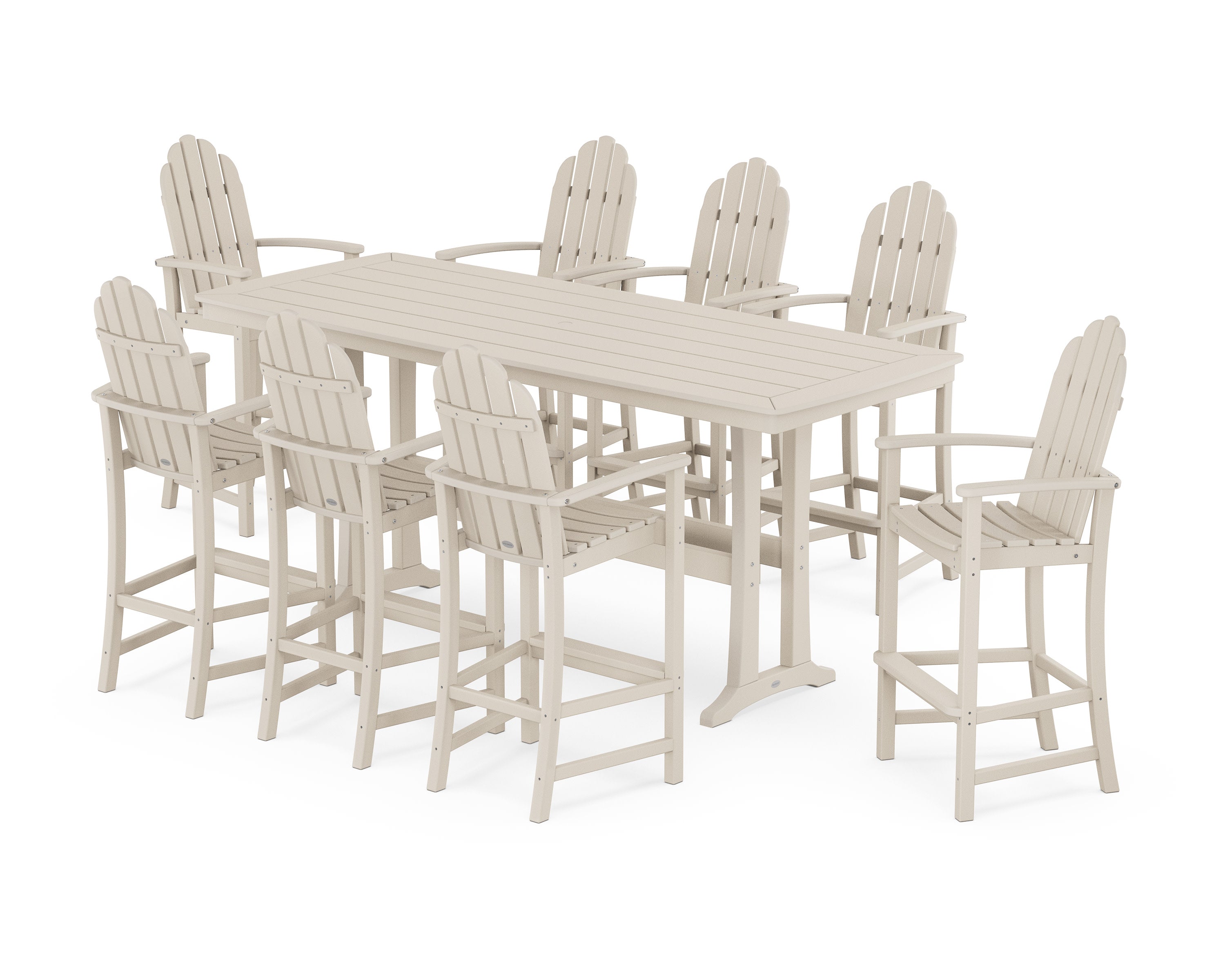Classic Adirondack 9-Piece Bar Set with Trestle Legs in Sand