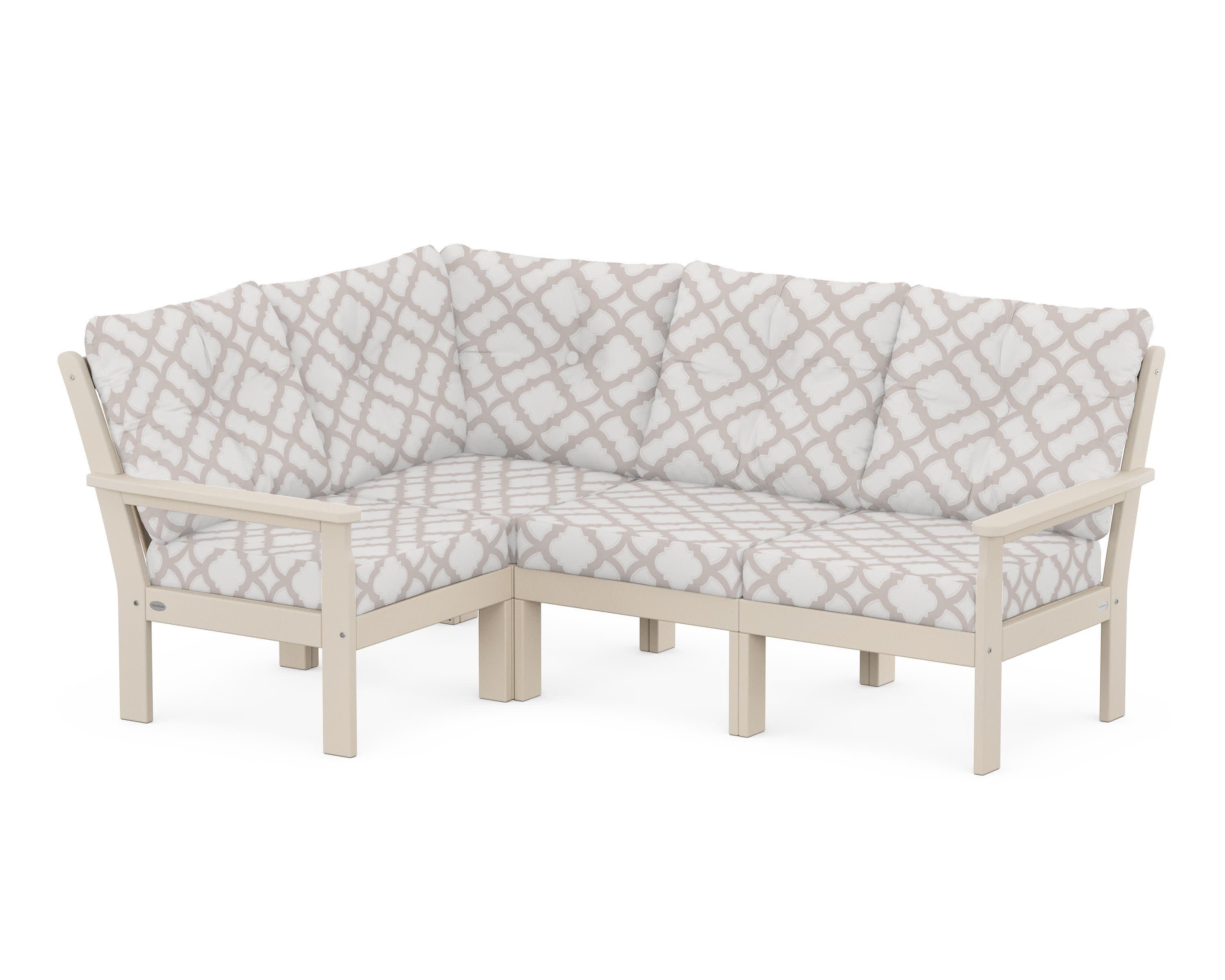 Vineyard 4-Piece Sectional in Sand / Trellis Dune Burlap