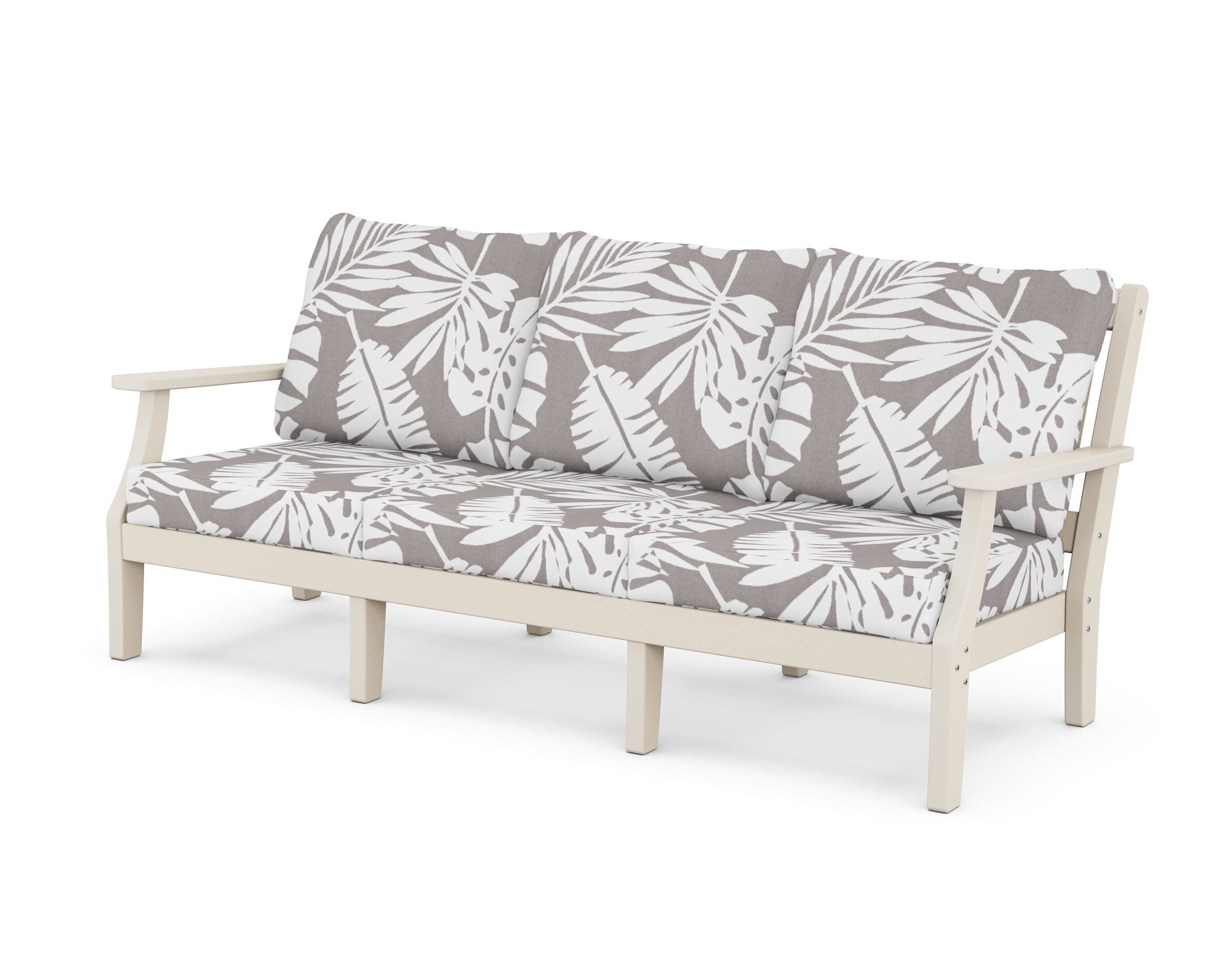 Chinoiserie Deep Seating Sofa in Sand / Leaf Grey Mist