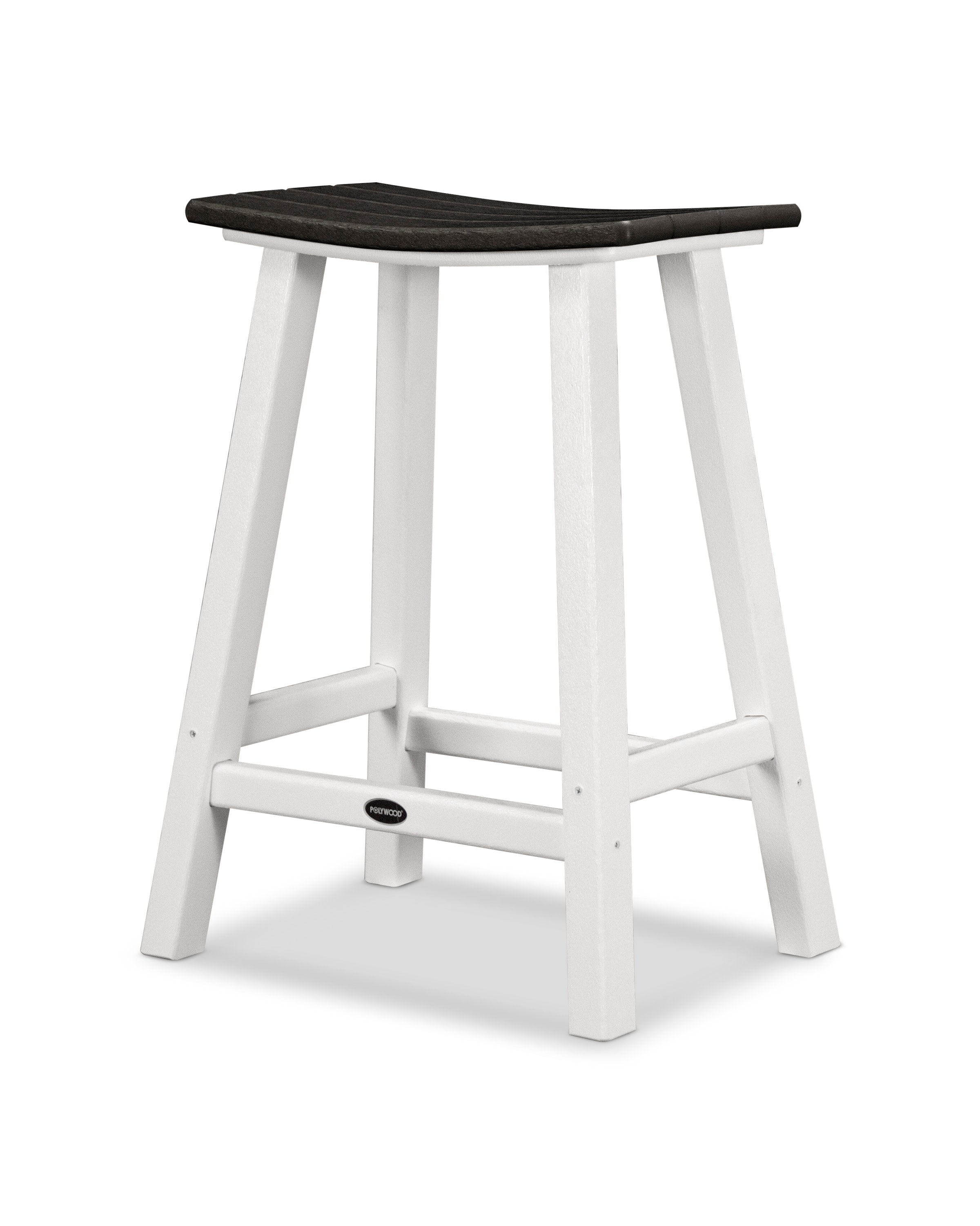 Contempo 24" Saddle Counter Stool in White / Black