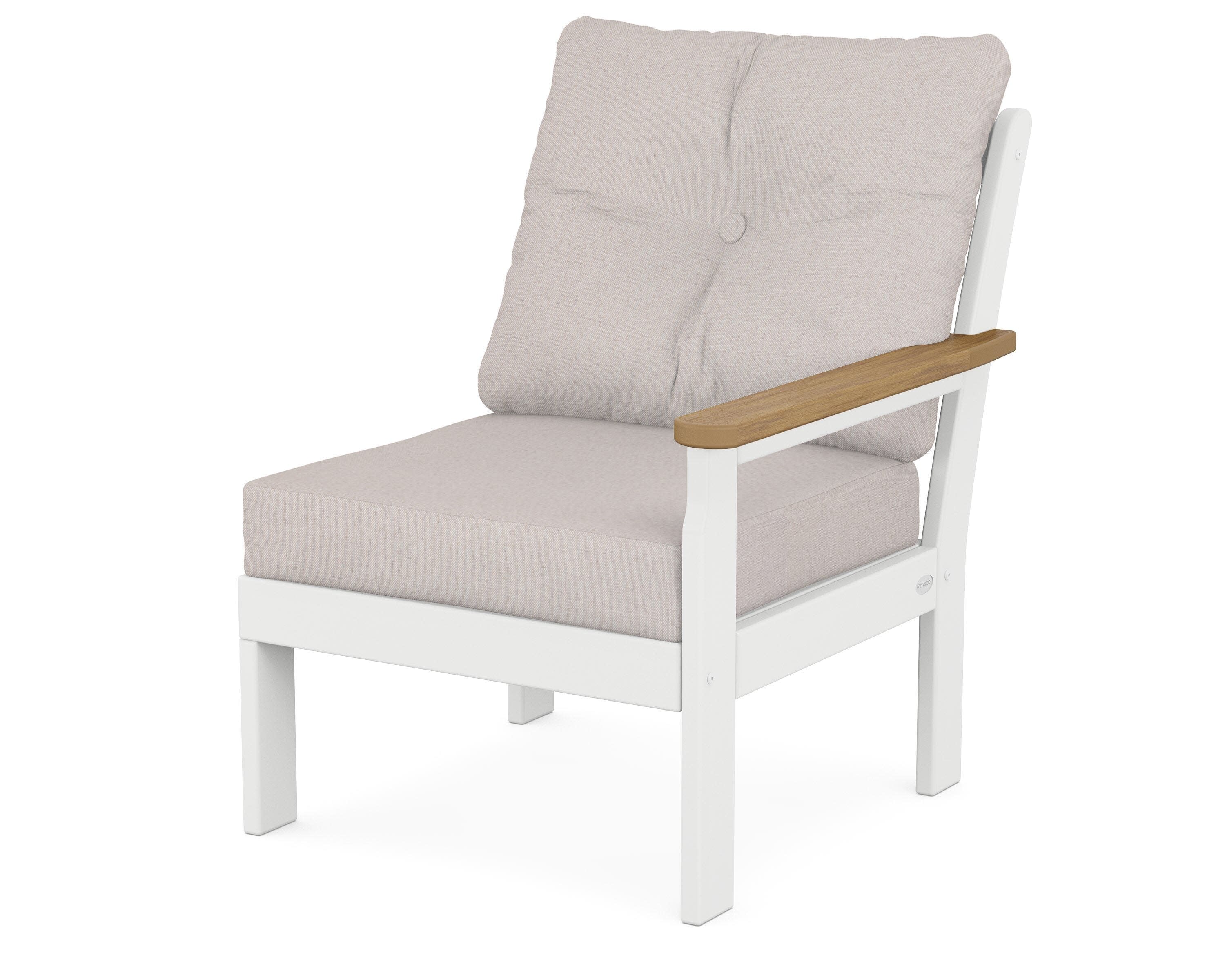 Vineyard Modular Right Arm Chair in White / Natural / Dune Burlap