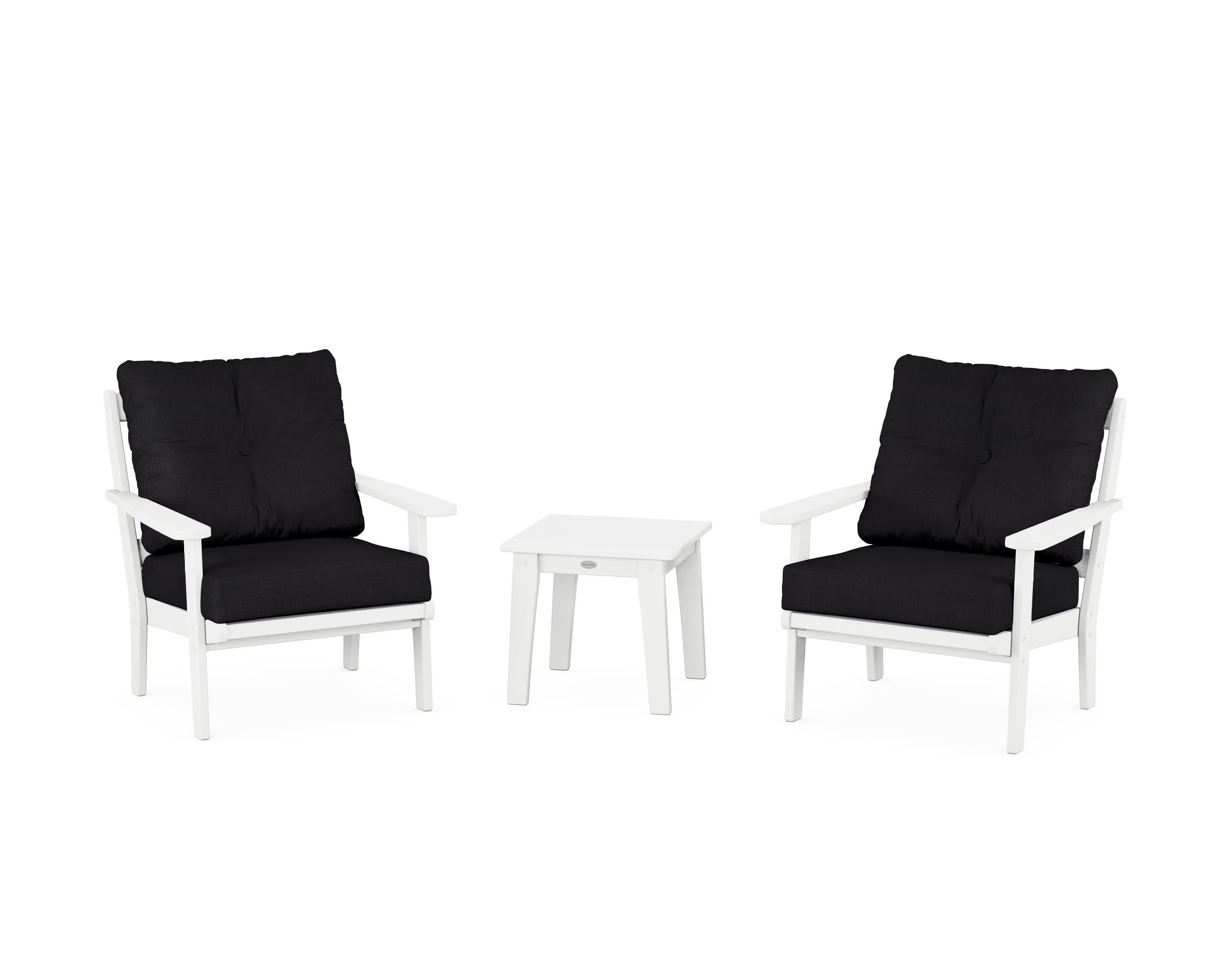 Mission 3-Piece Deep Seating Set in White / Midnight Linen