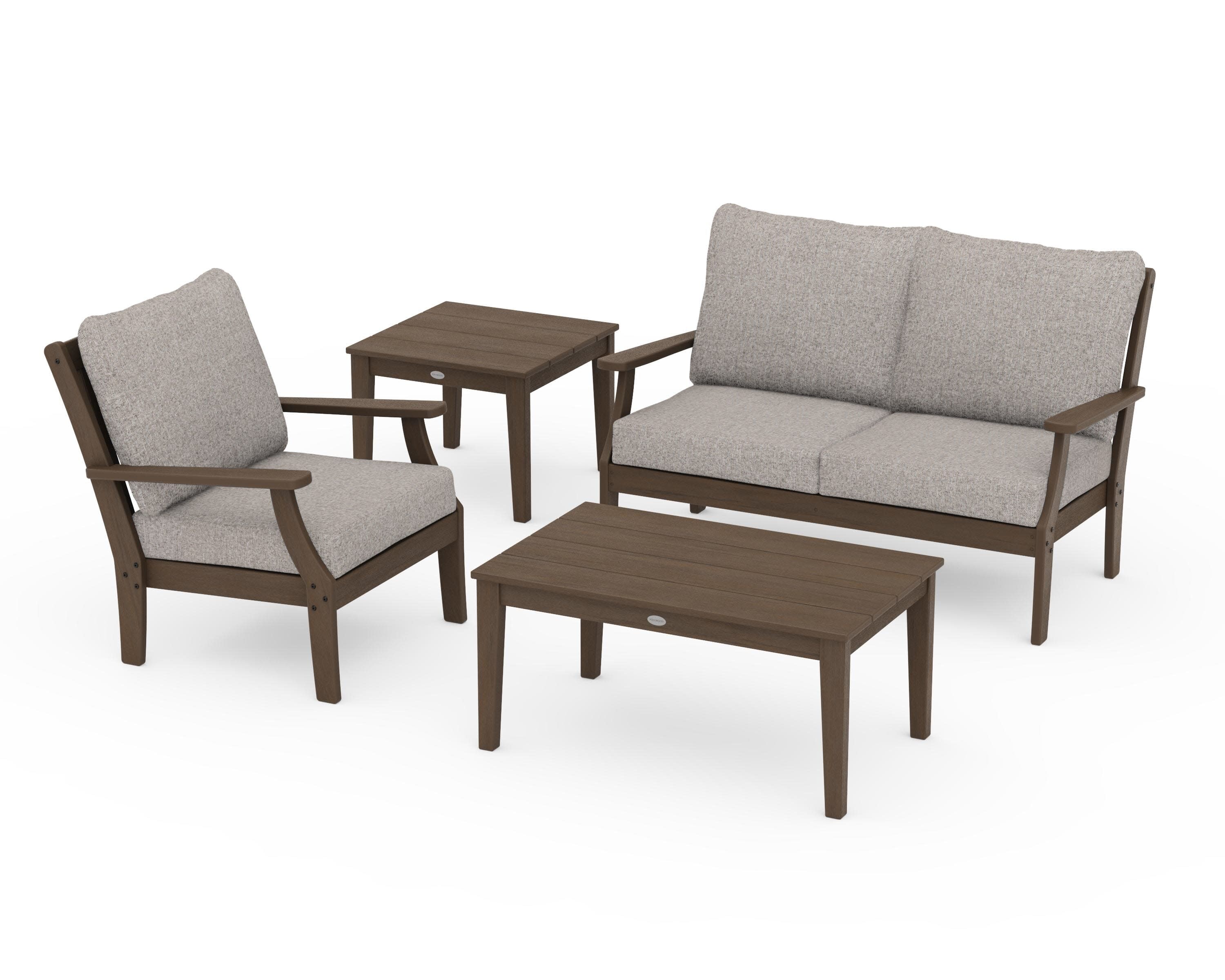 Braxton 4-Piece Deep Seating Set in Kona / Weathered Tweed