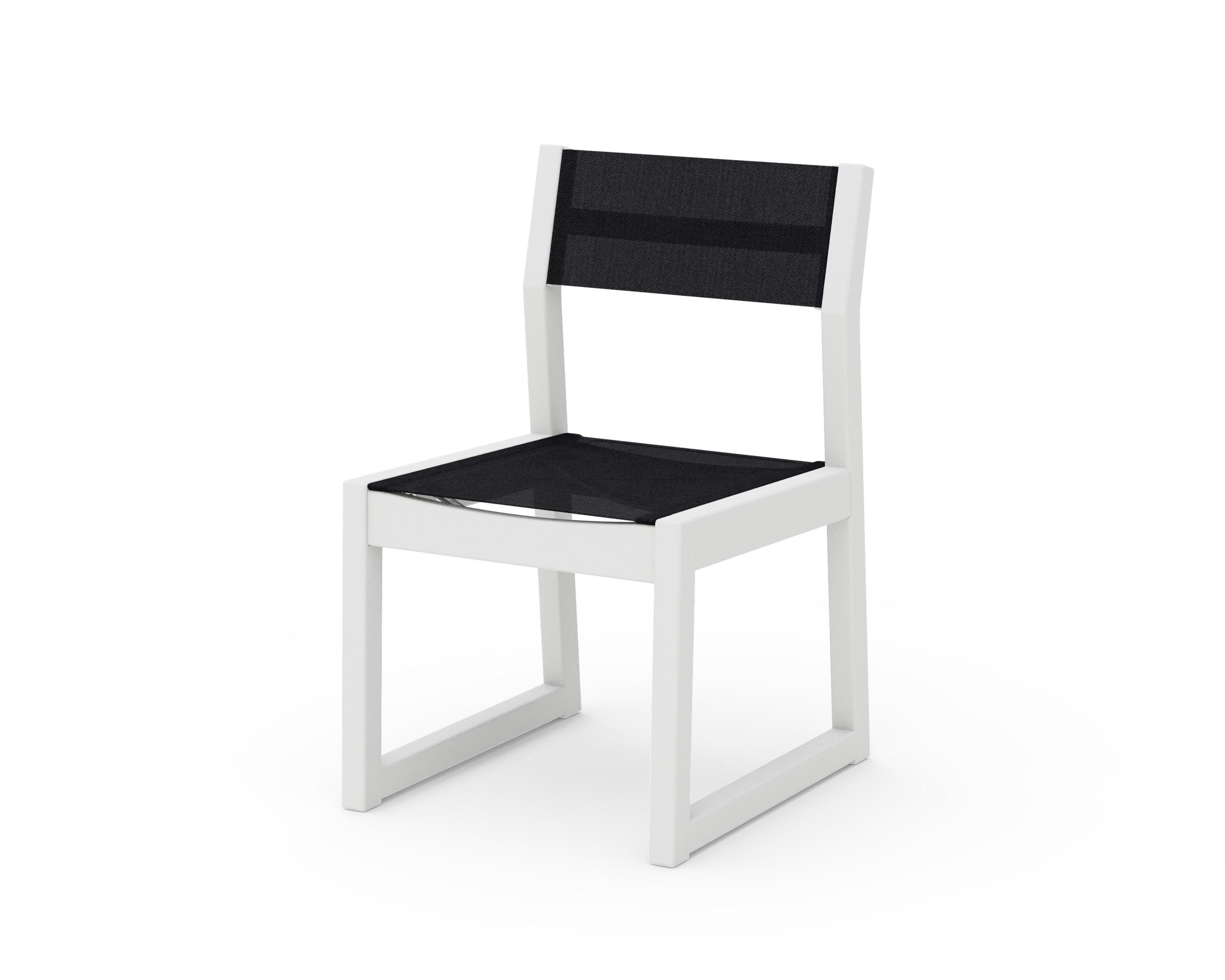 Edge Sling Dining Side Chair - 2 Chairs in White / Black Sling