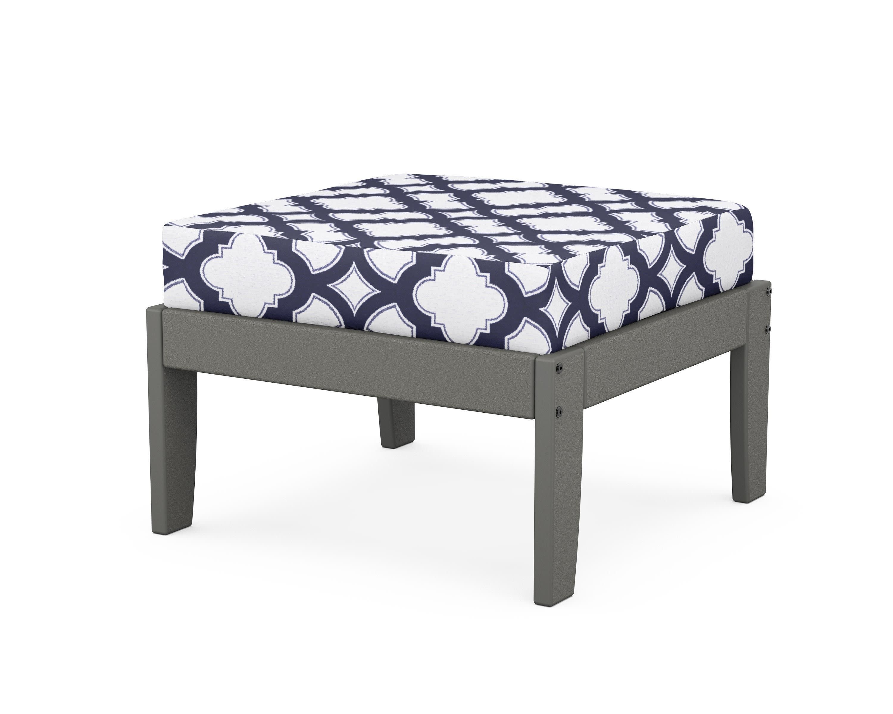 Modular Ottoman - Classic in Slate Grey / Trellis Navy