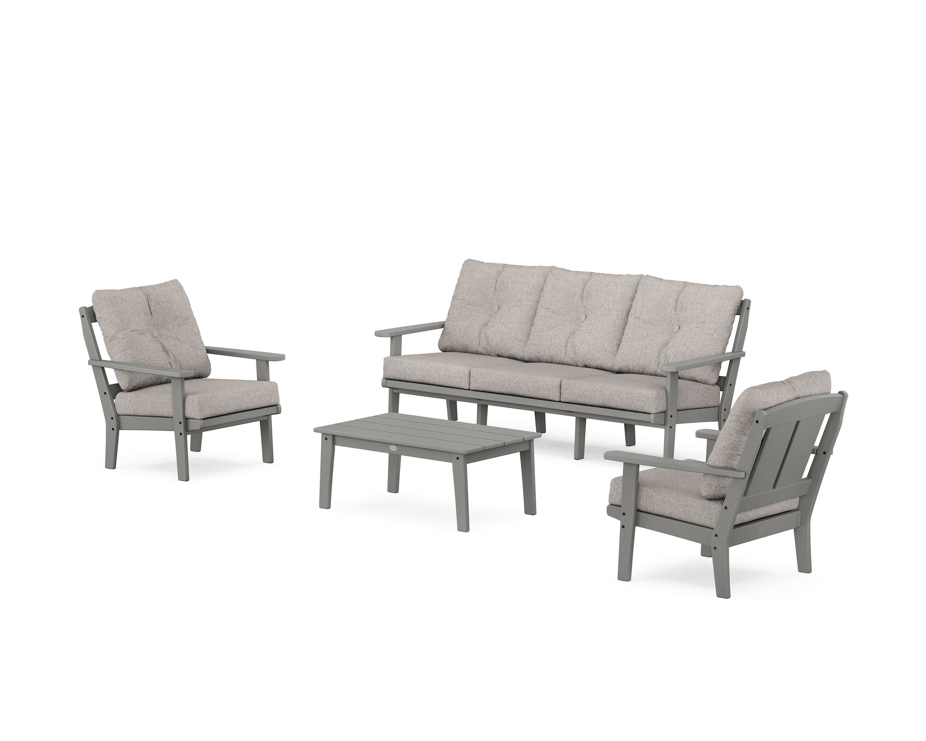 Mission 4-Piece Deep Seating Set with Sofa in Slate Grey / Weathered Tweed