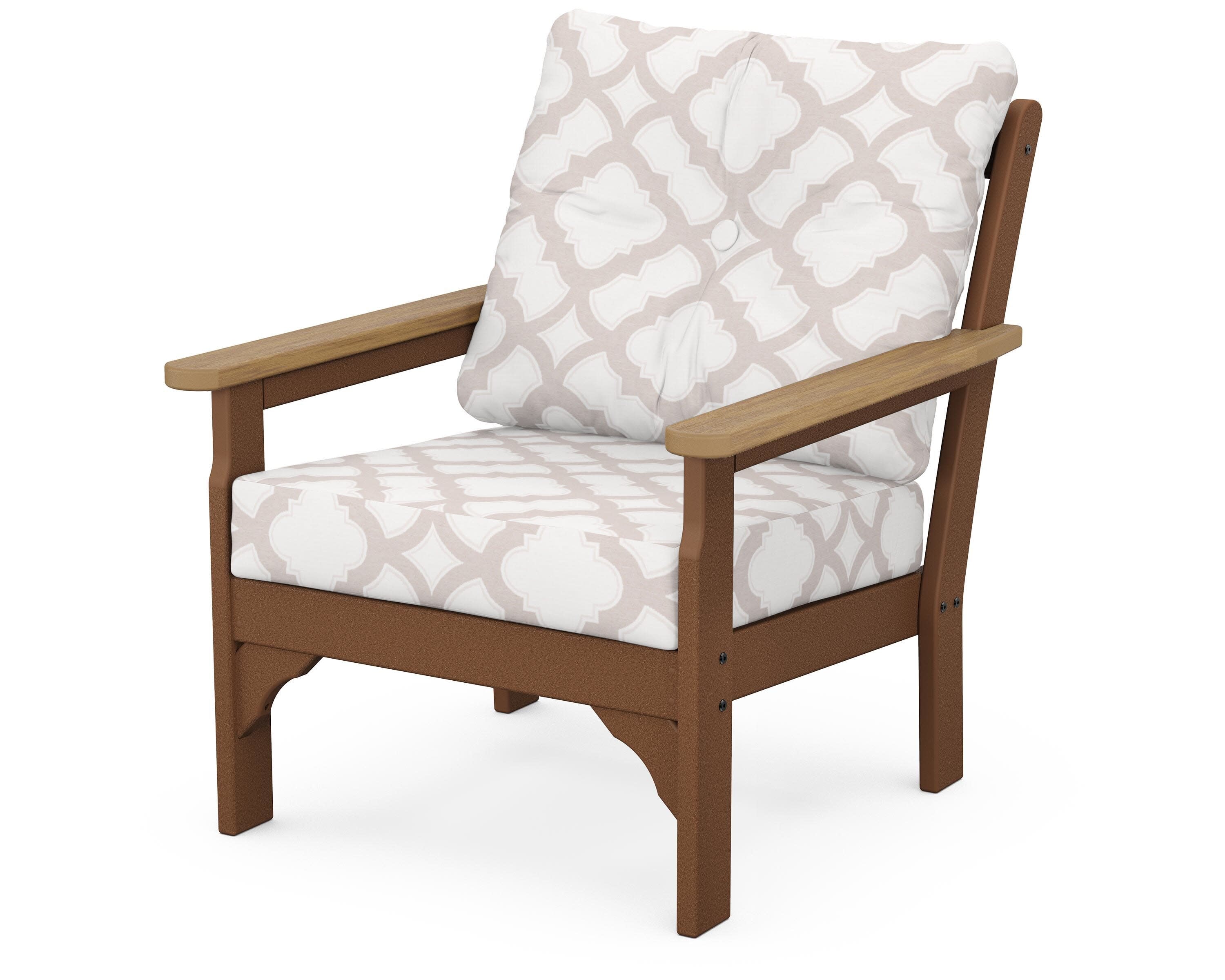 Vineyard Deep Seating Chair in Teak / Natural / Trellis Dune Burlap