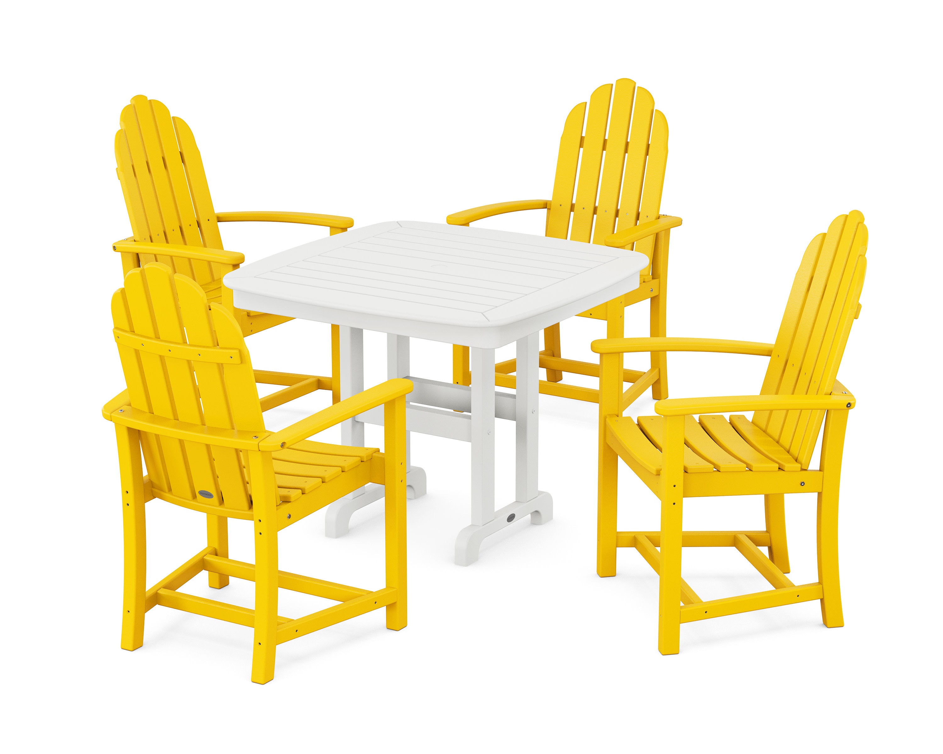 Classic Adirondack 5-Piece Dining Set in Lemon / White