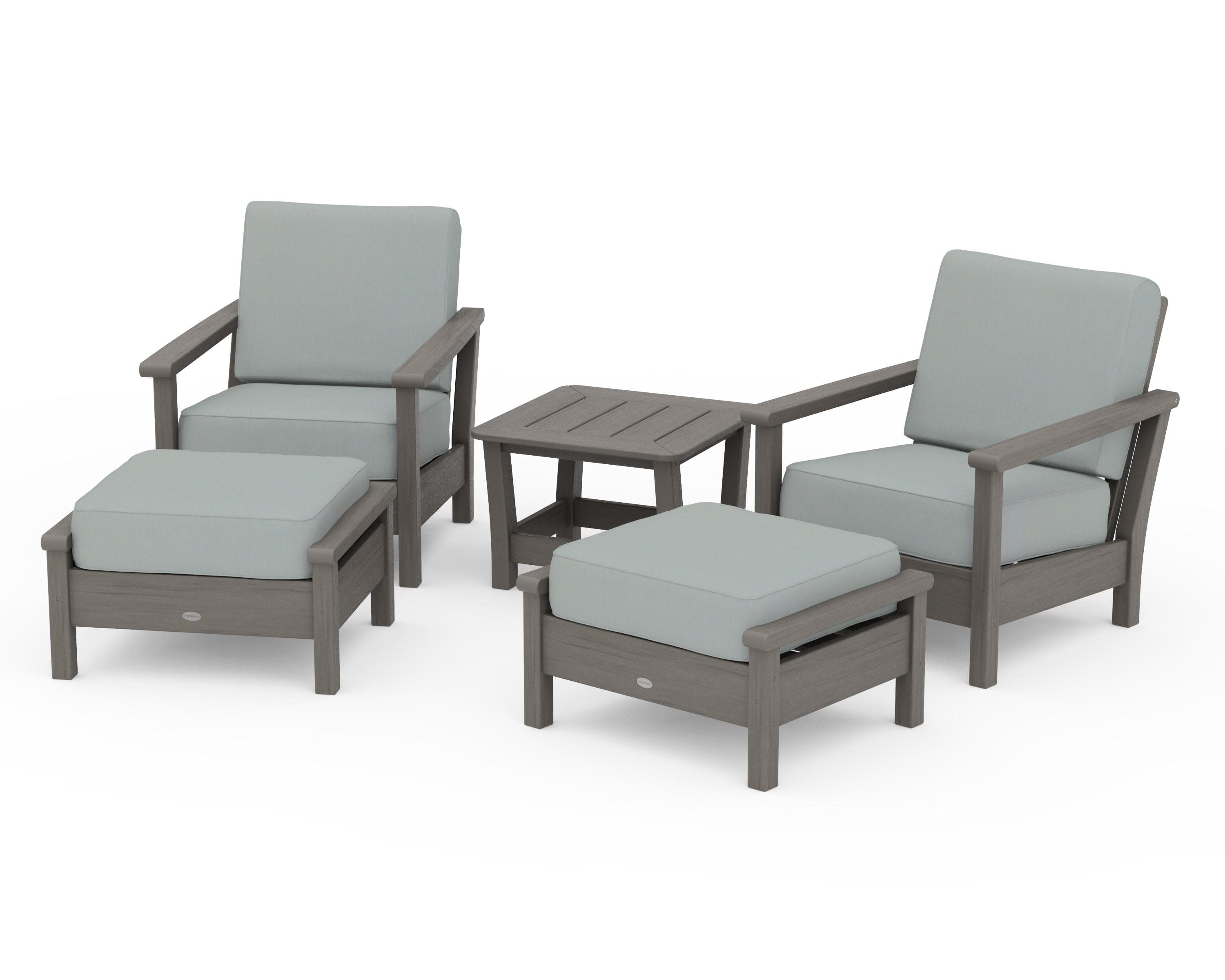 Harbour 5-Piece Deep Seating Chair Set in Driftwood / Spa