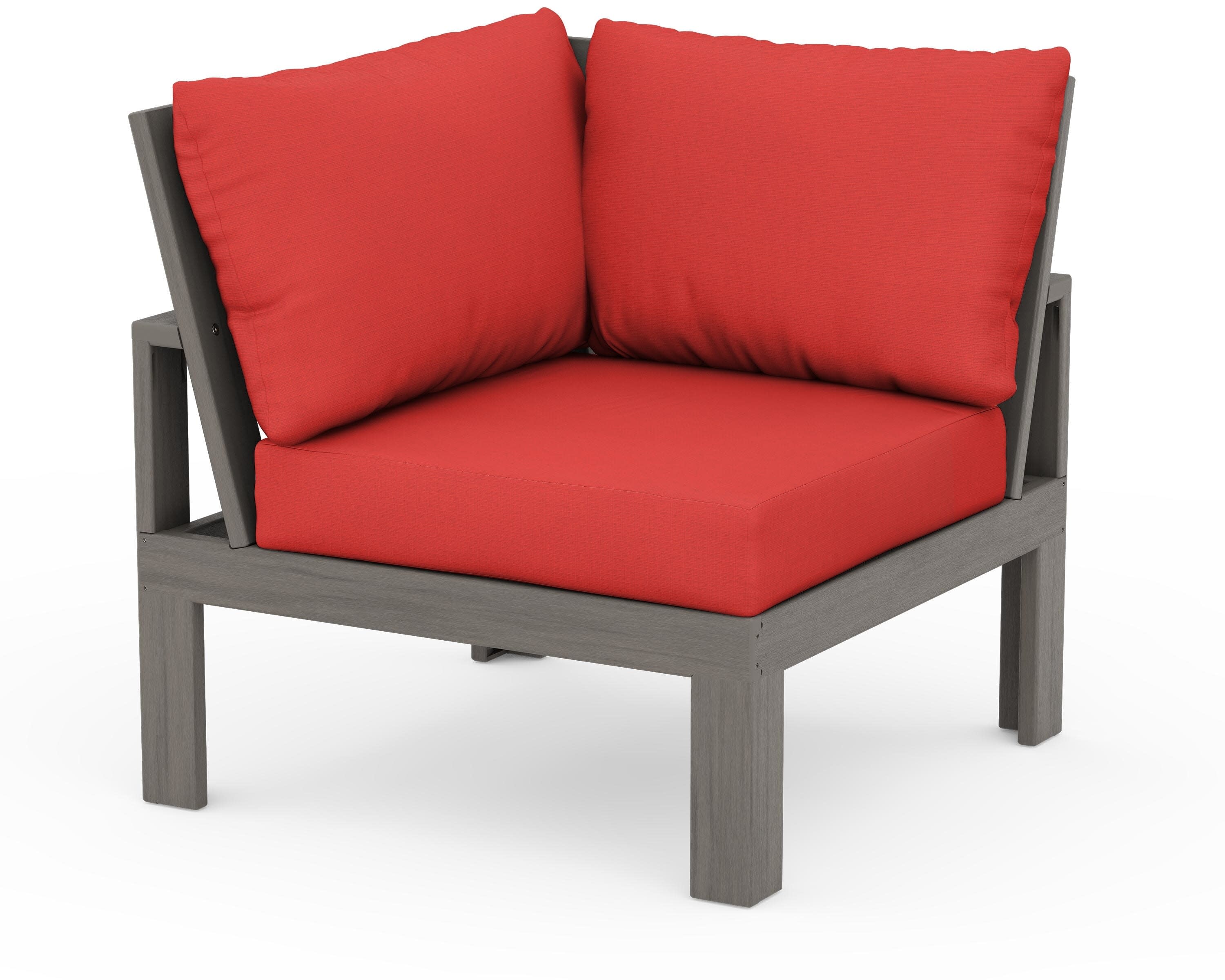 Modular Corner Chair in Driftwood / Crimson Linen