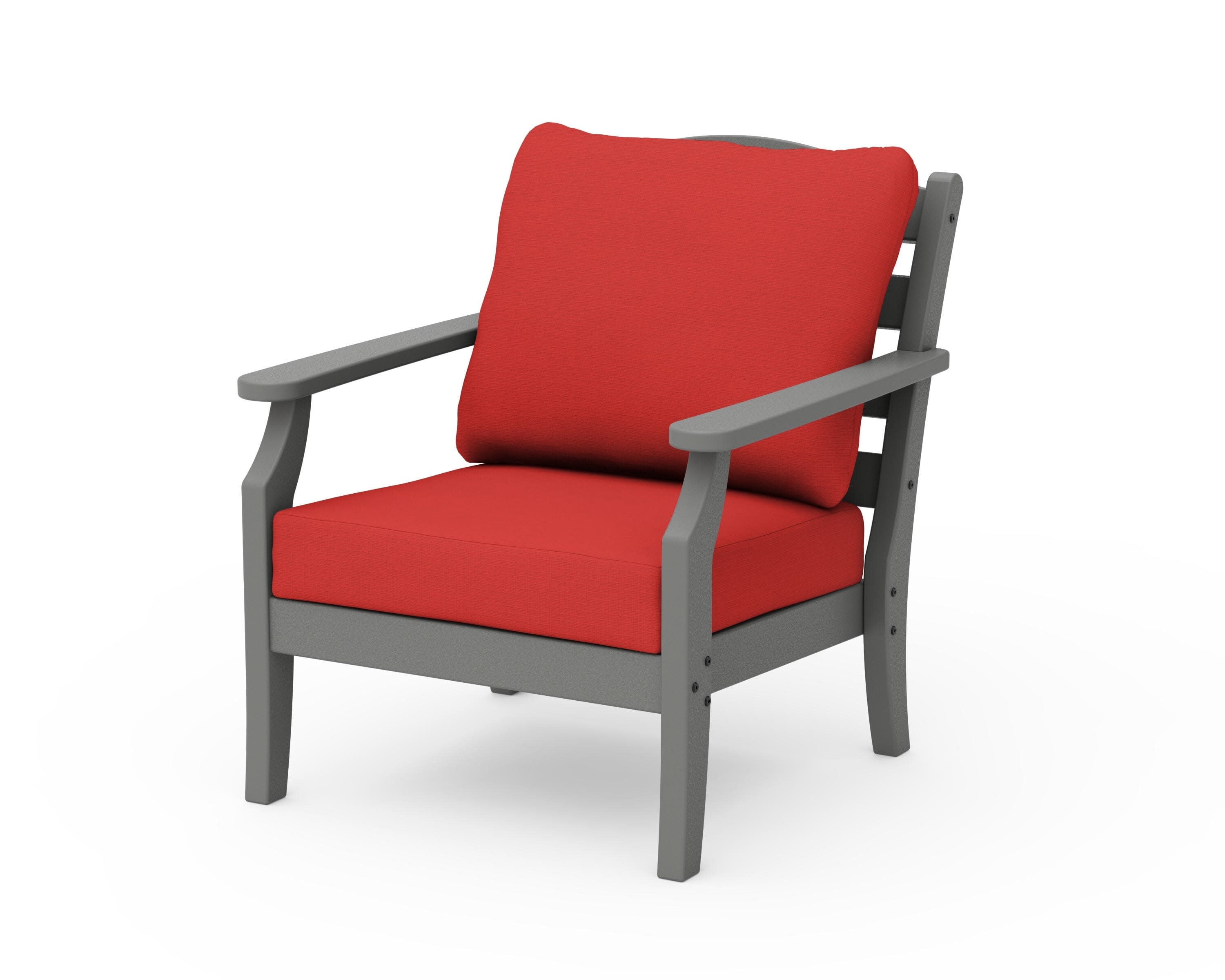 Savannah Deep Seating Chair in Slate Grey / Crimson Linen