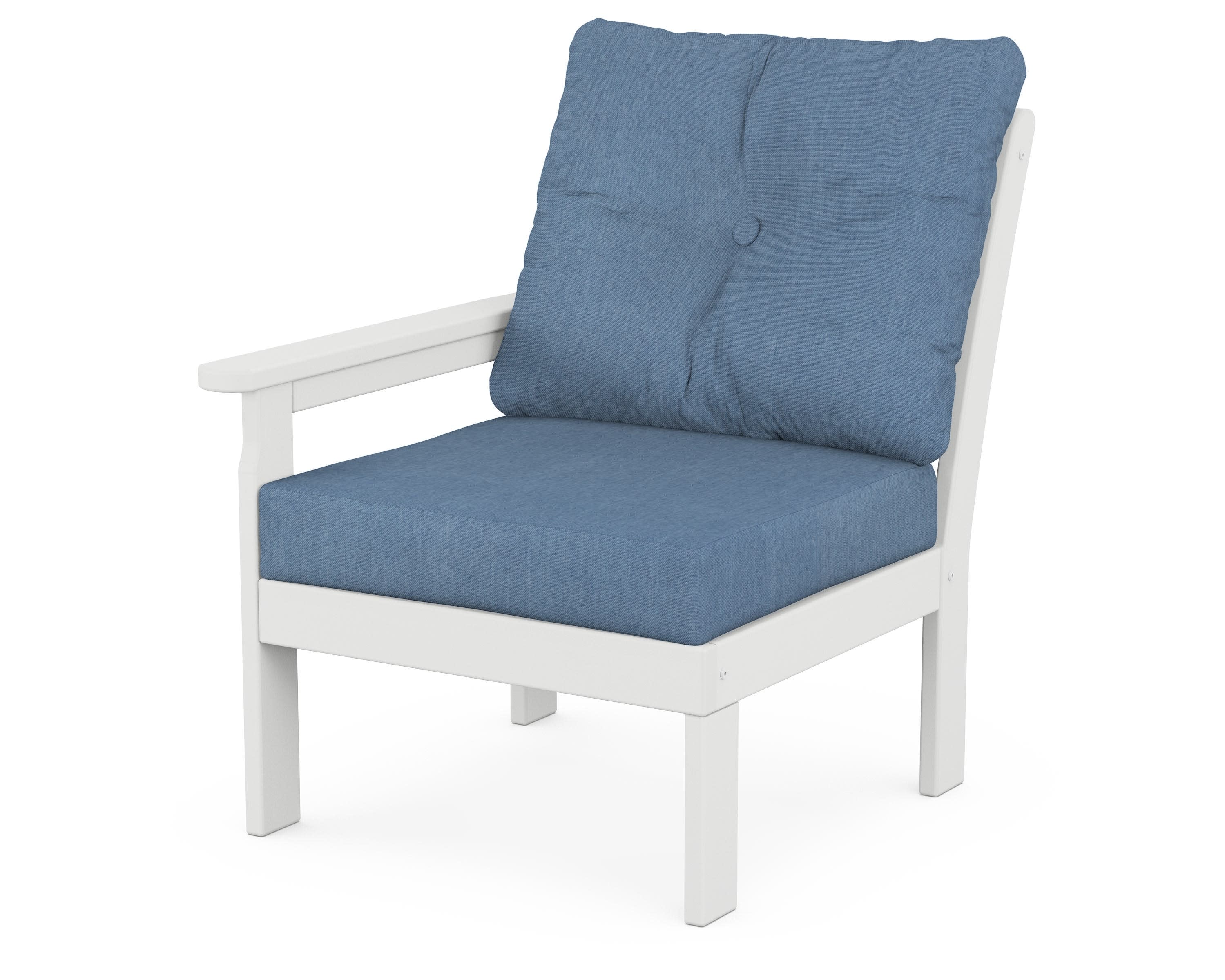 Vineyard Modular Left Arm Chair in White / Sky Blue