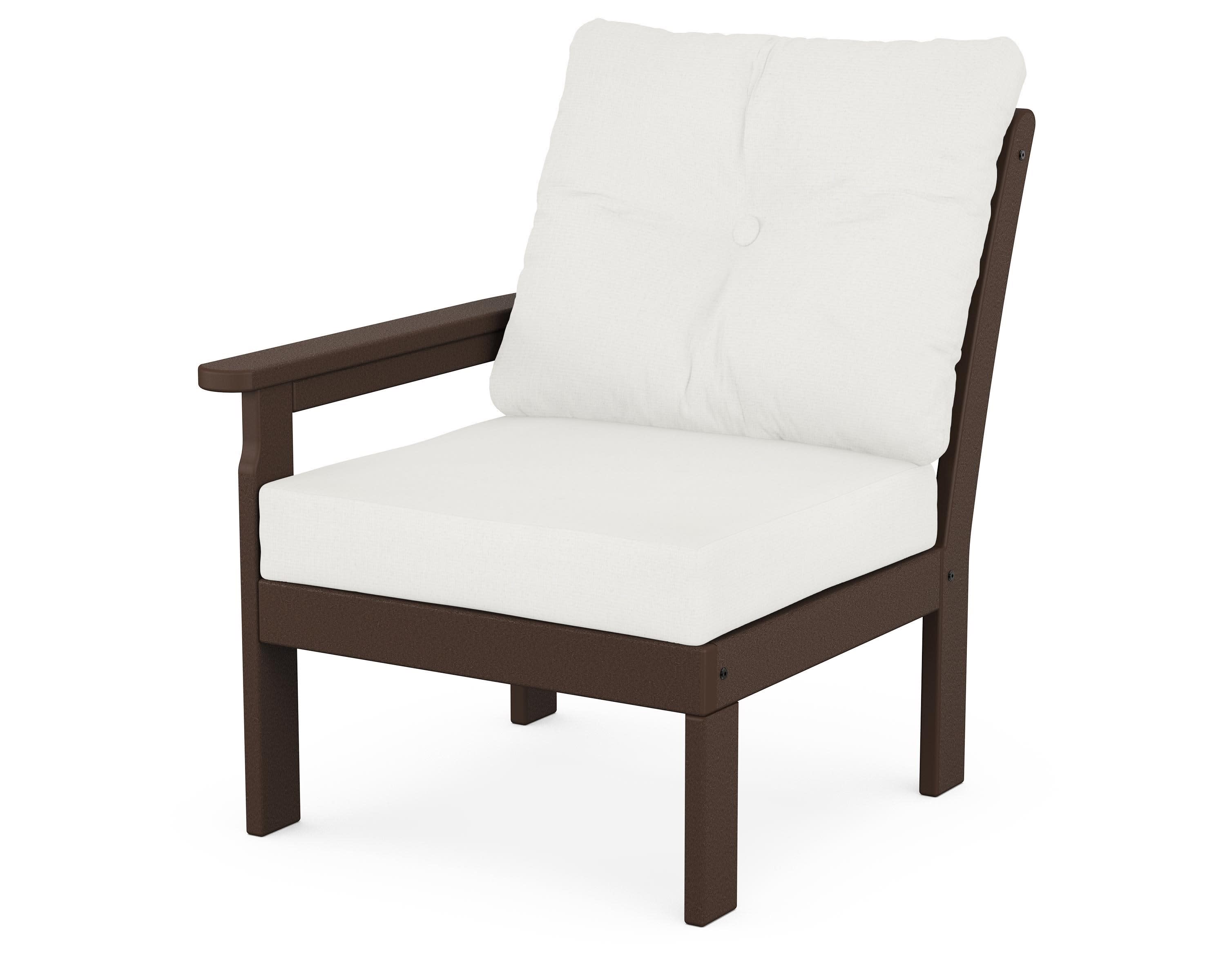 Vineyard Modular Left Arm Chair in Mahogany / Natural Linen