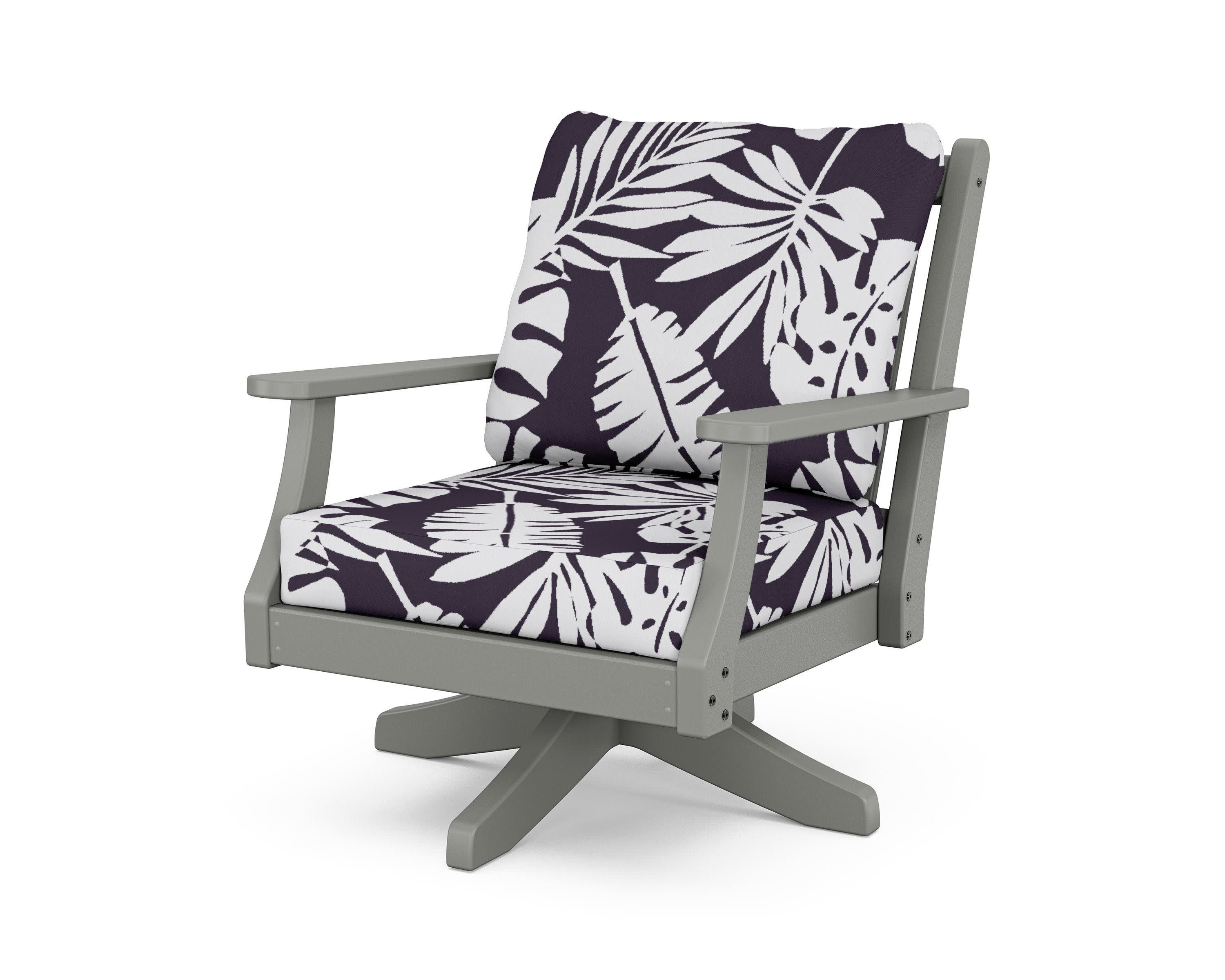 Wovendale Deep Seating Swivel Chair in Slate Grey / Leaf Navy