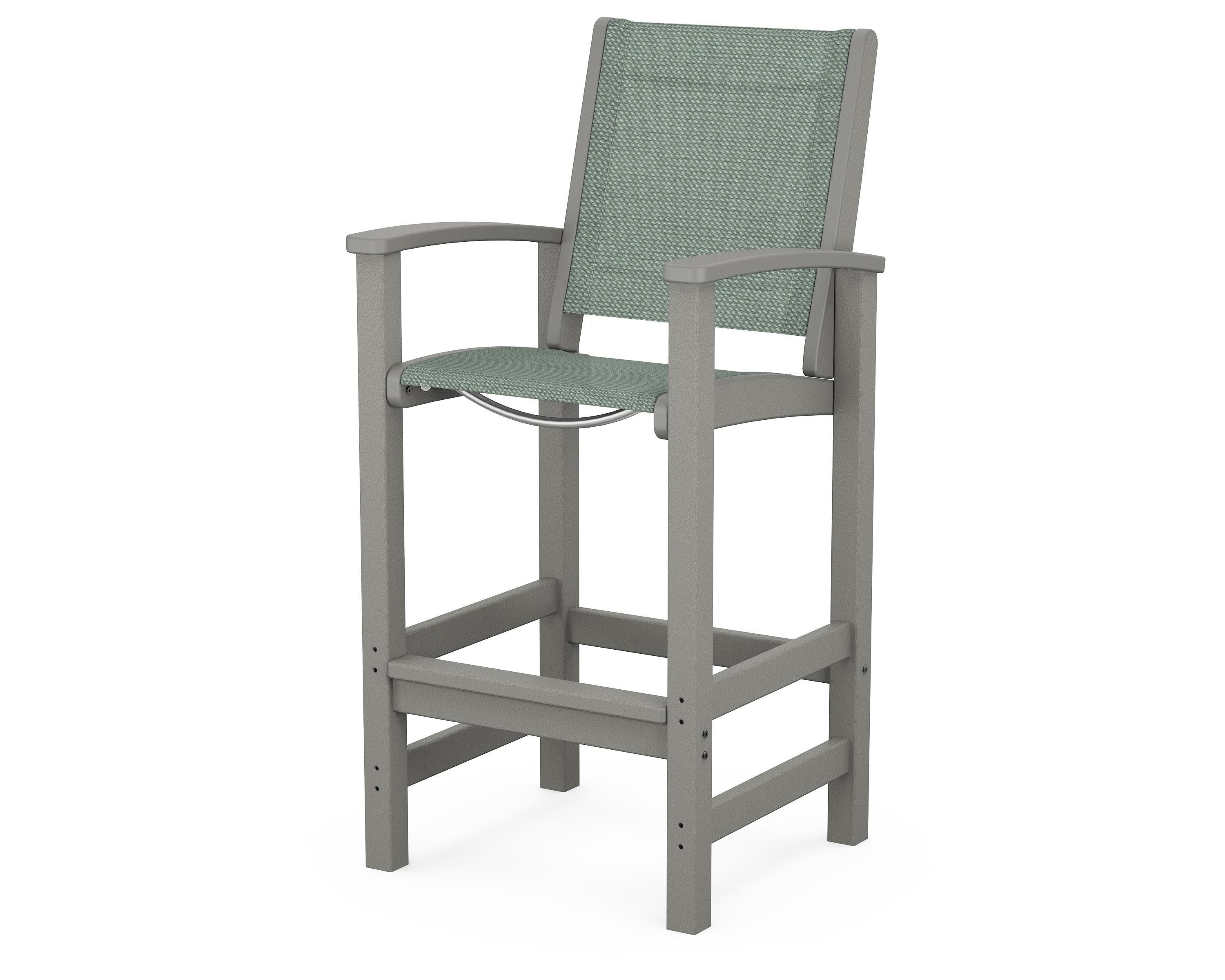 Coastal Bar Chair in Slate Grey / Dupioni Sea Mist Sling