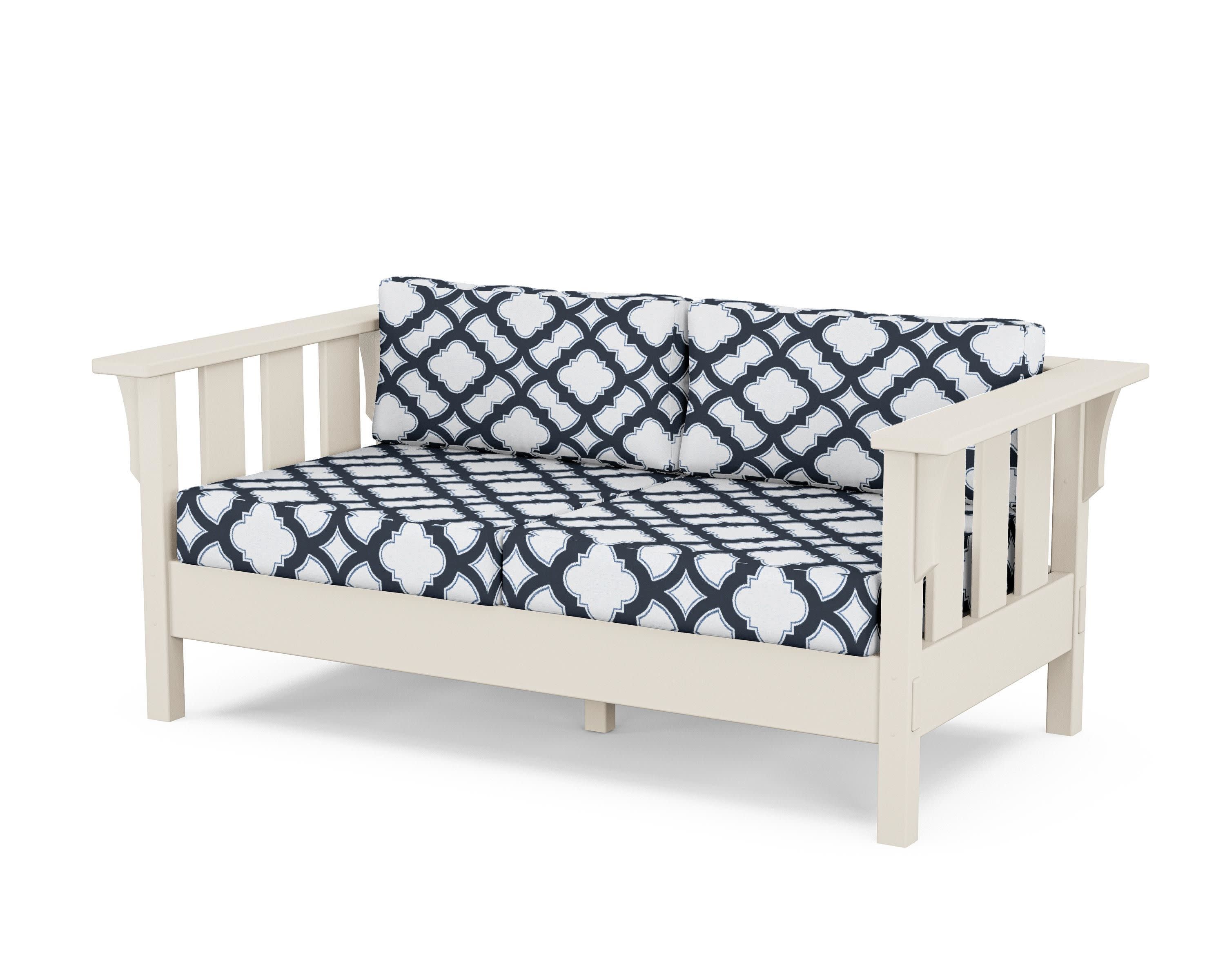Acadia Deep Seating Loveseat in Sand / Trellis Marine Indigo