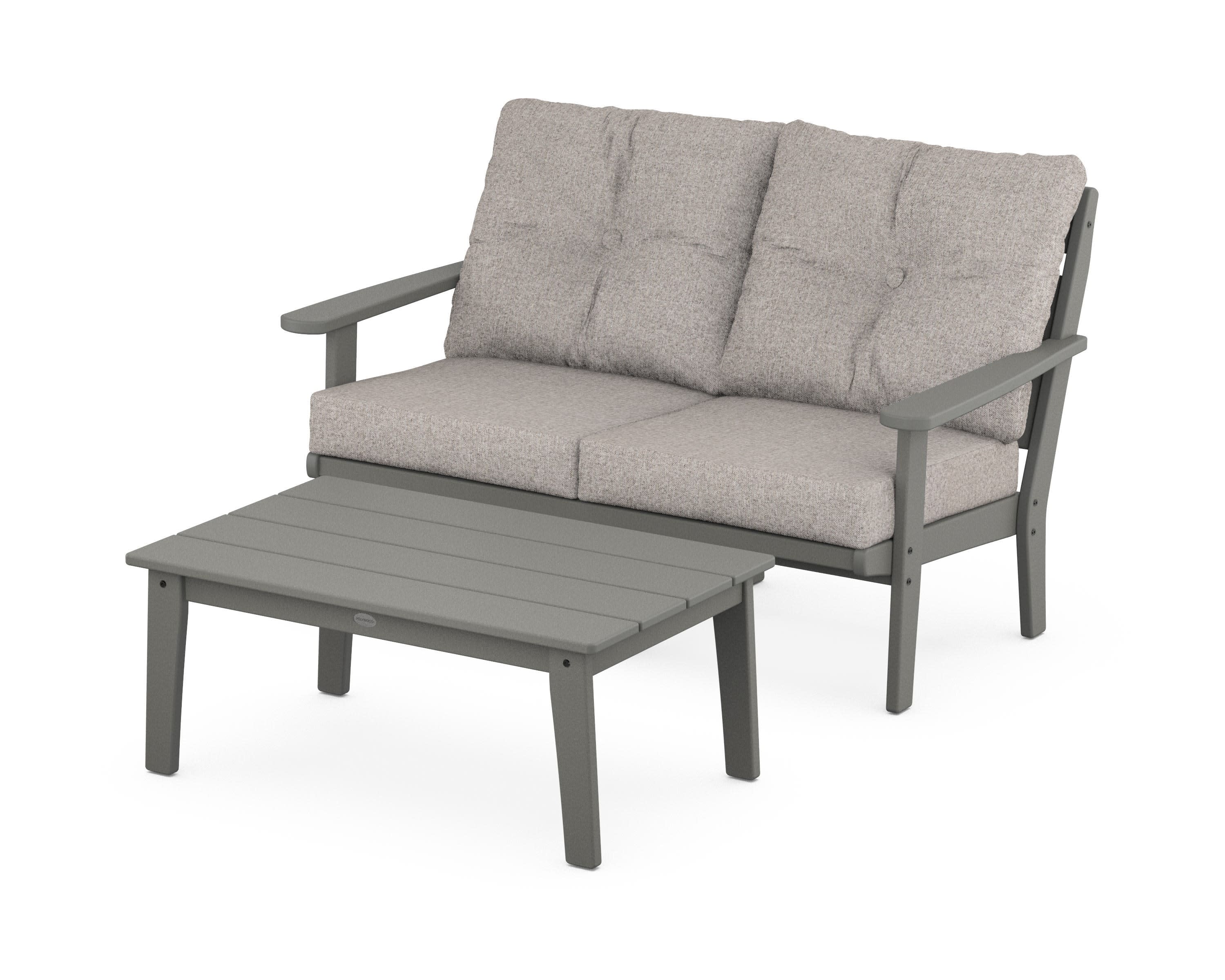 Lakeside 2-Piece Lounge Loveseat Set in Slate Grey / Weathered Tweed