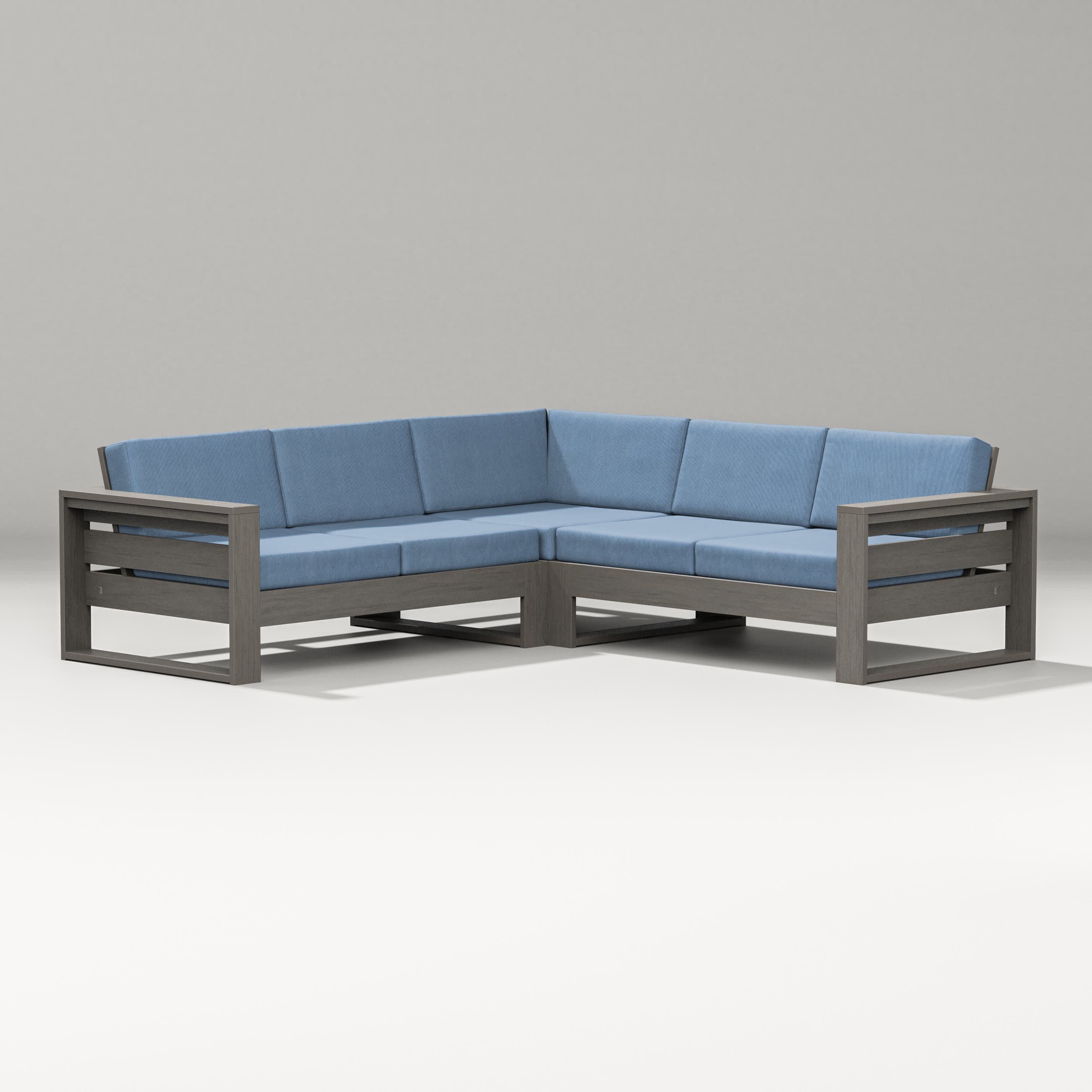 Latitude Corner Sectional in Driftwood / Sky Blue