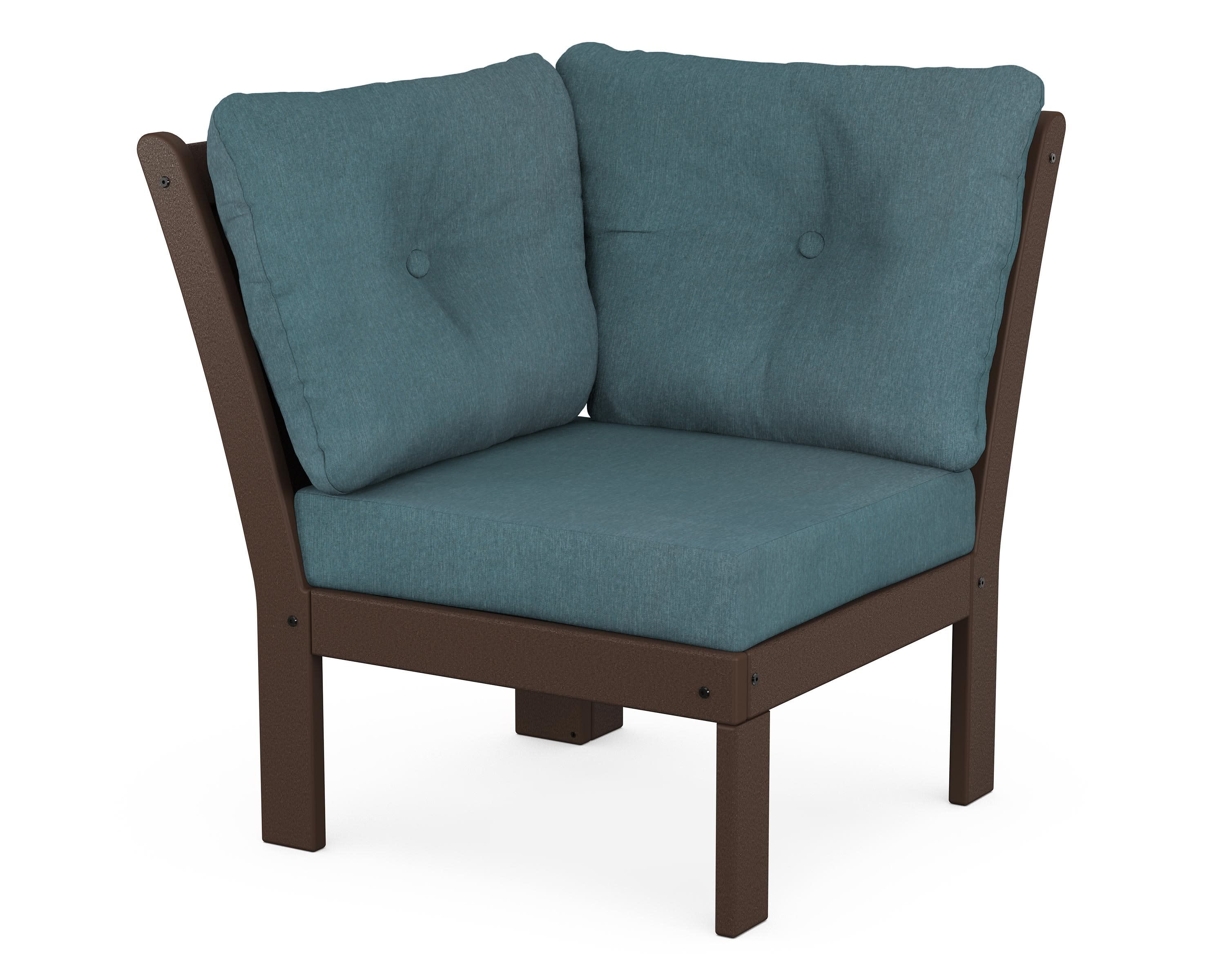 Vineyard Modular Corner Chair in Mahogany / Ocean Teal