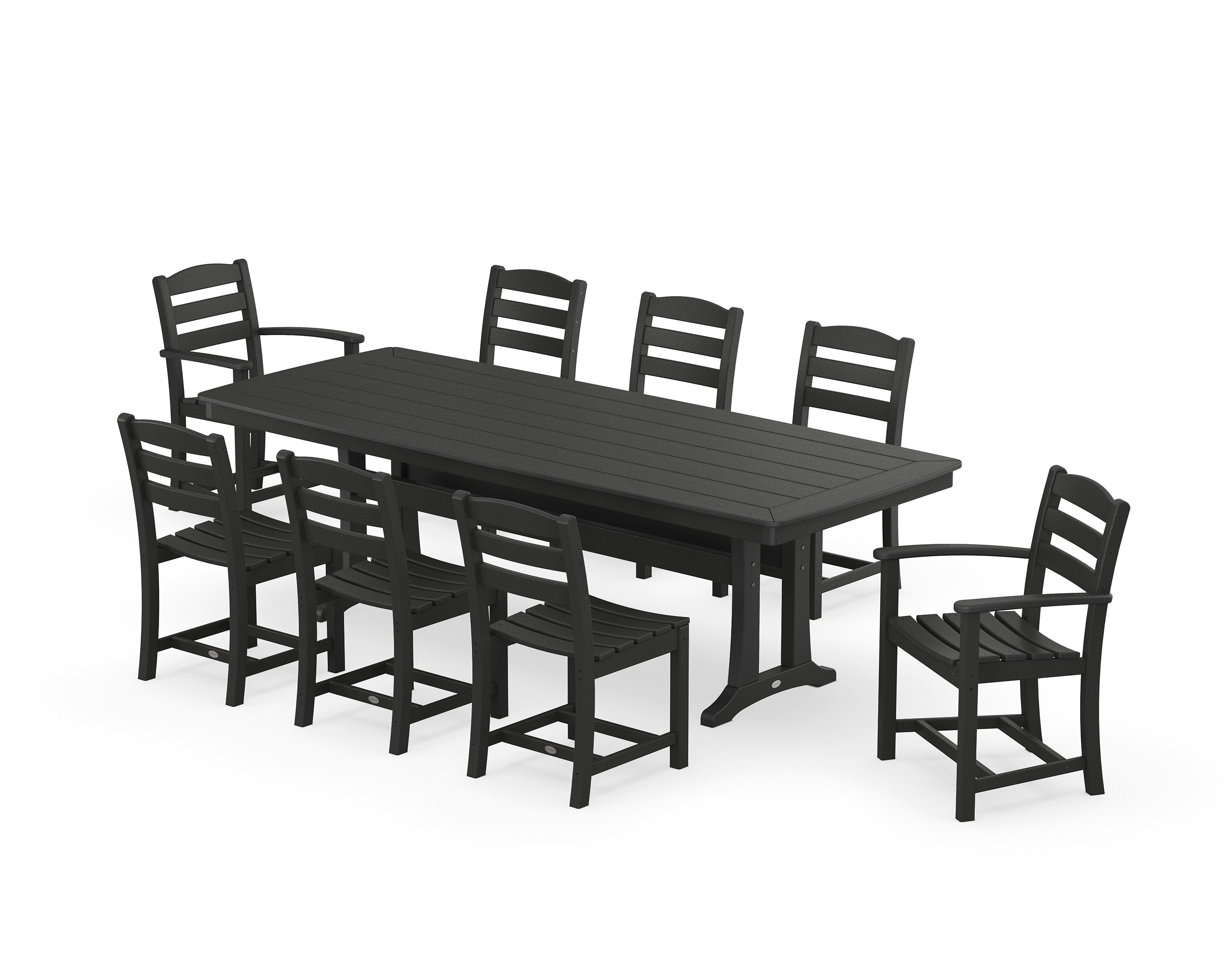 La Casa Caf 9-Piece Dining Set with Trestle Legs in Black