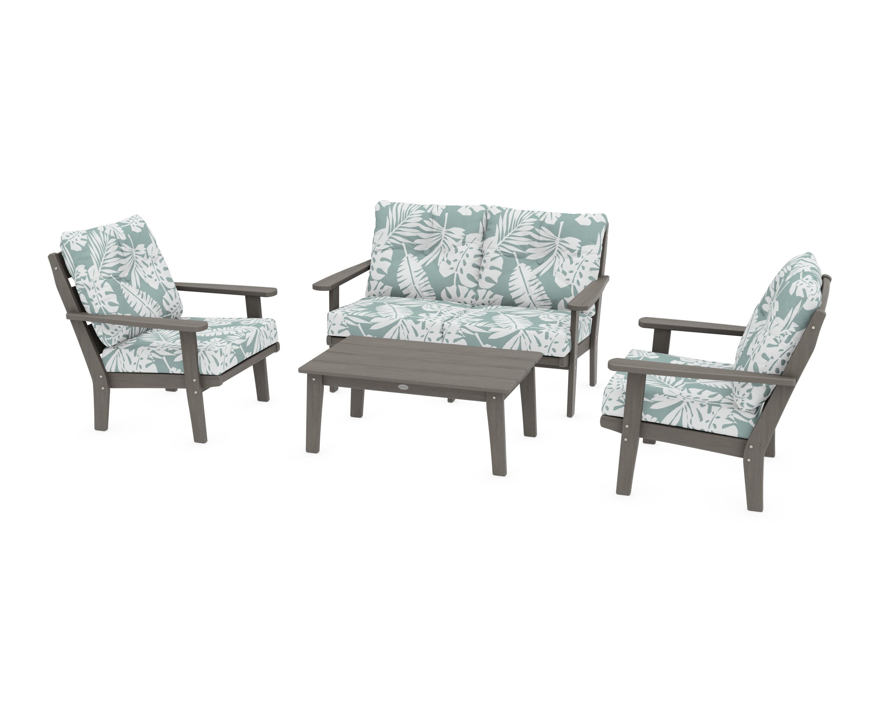 Lakeside 4-Piece Deep Seating Set in Driftwood / Leaf Glacier Spa