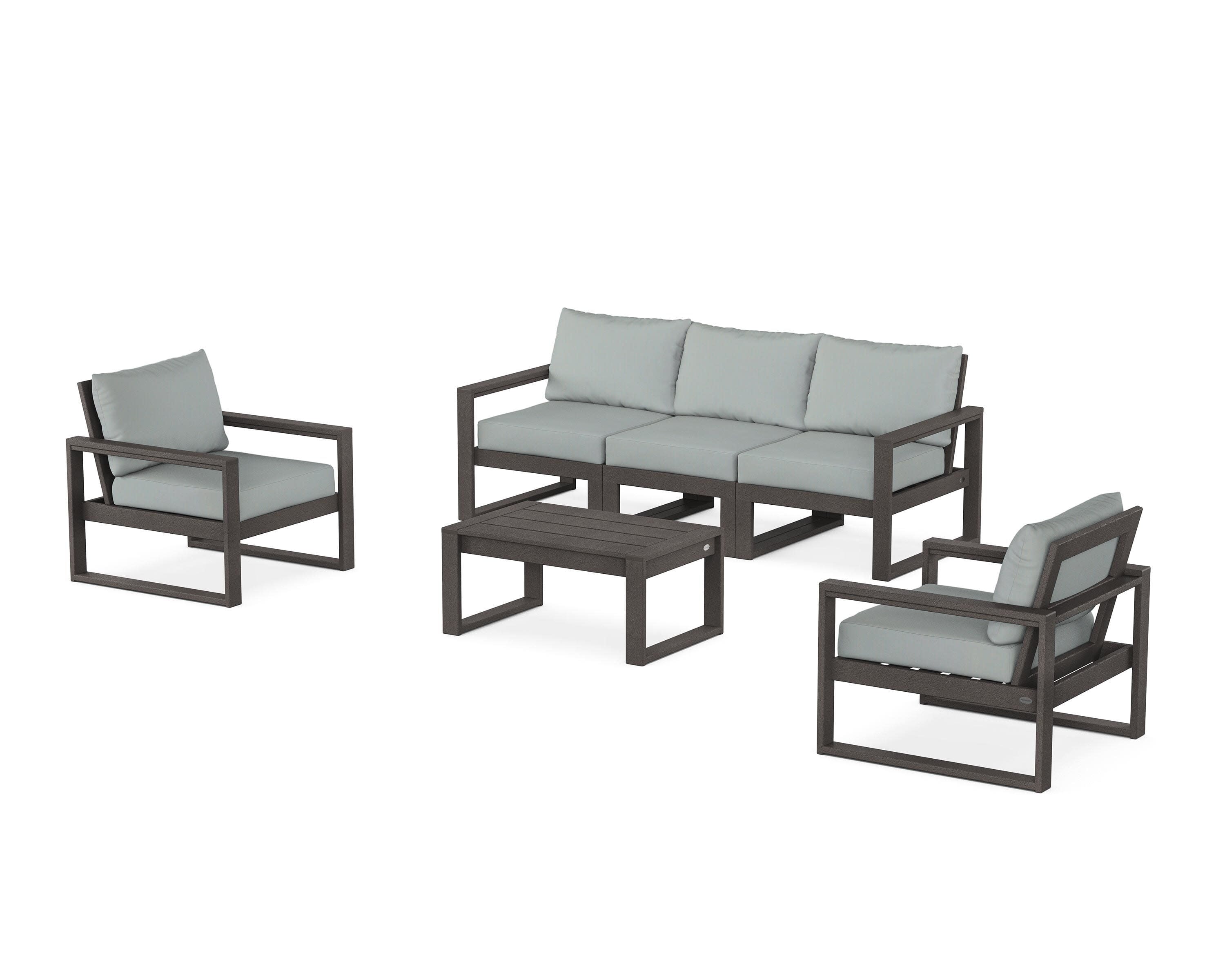 EDGE Sectional 4-Piece Deep Seating Set with Sofa in Vintage Coffee / Spa