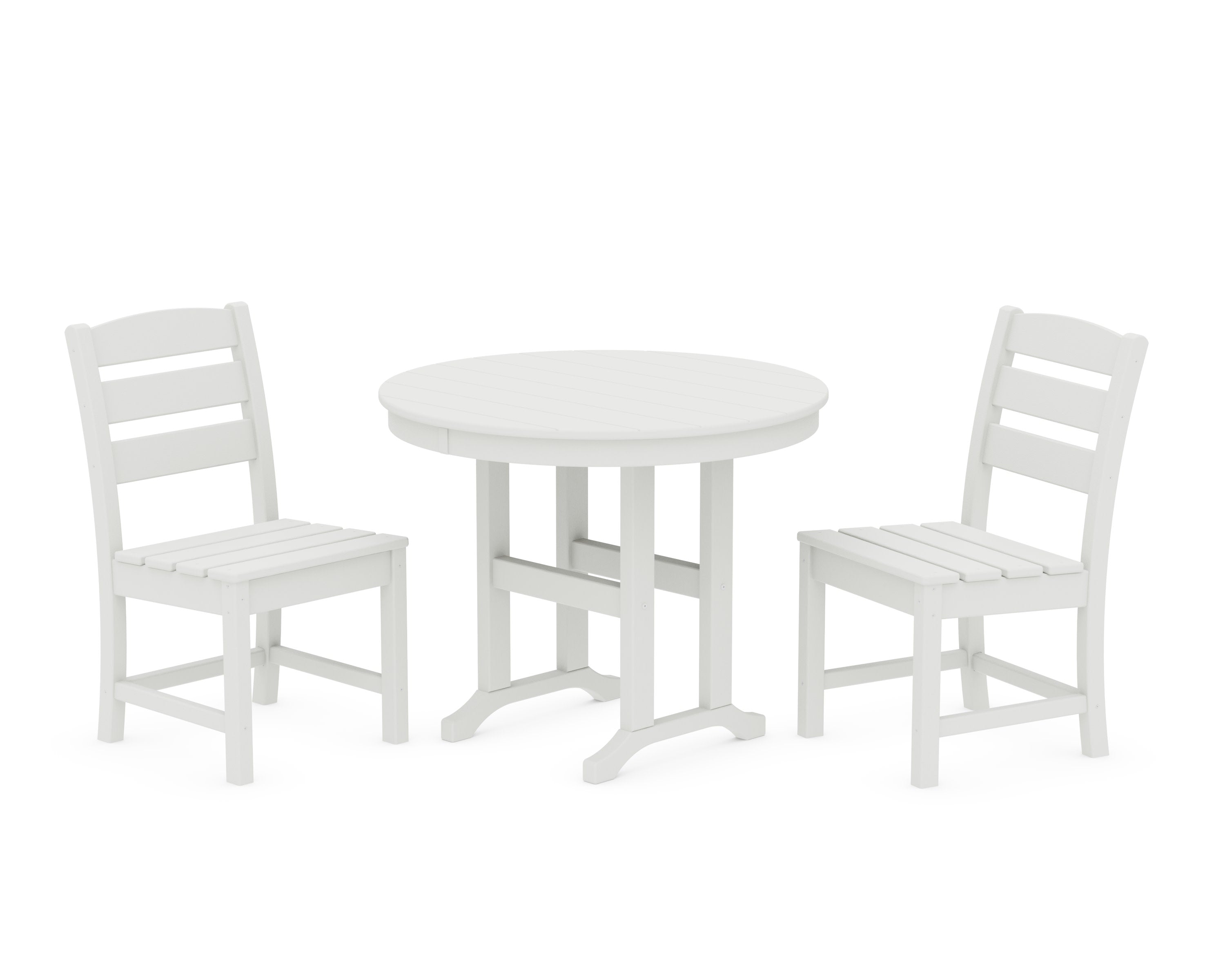 Lakeside Side Chair 3-Piece Round Dining Set in Vintage White
